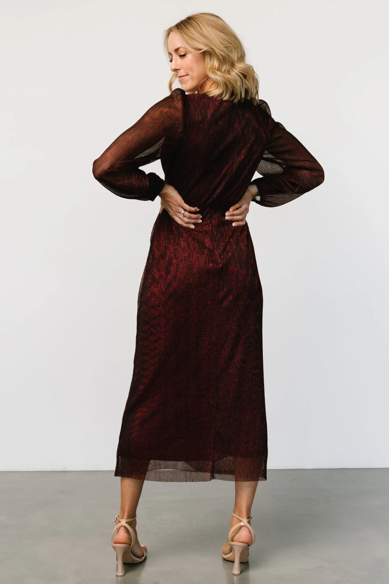 Devlyn Pleated Dress | Ruby Shimmer