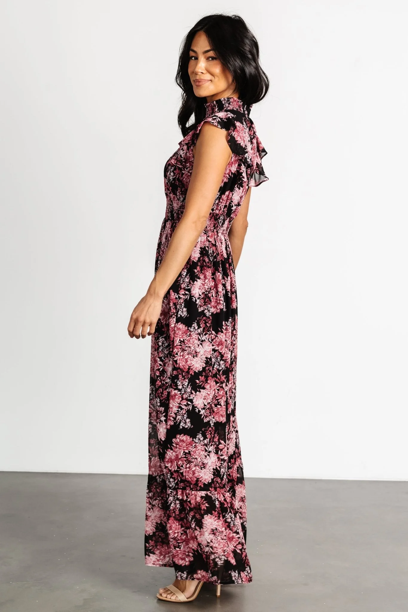 Kearny Ruffle Maxi Dress | Black + Mauve