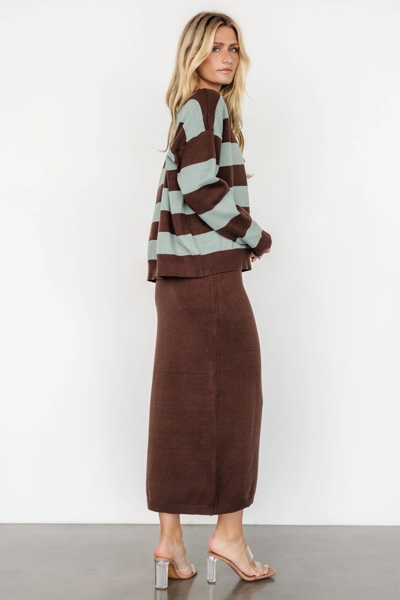 Carlotta Sweater + Skirt Set | Brown + Turquoise