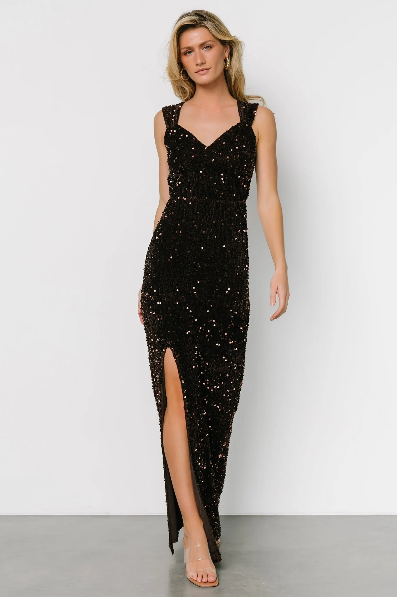 Marilyn Sequin Maxi Gown | Dark Brown