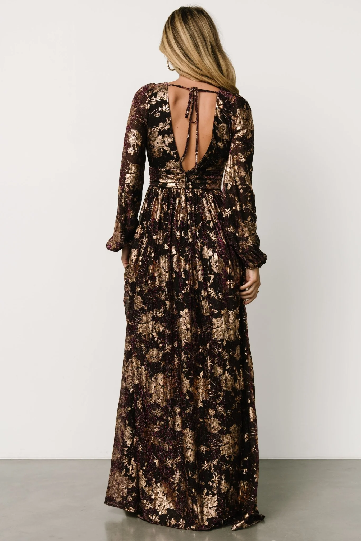 Charlene Maxi Dress | Wine + Gold