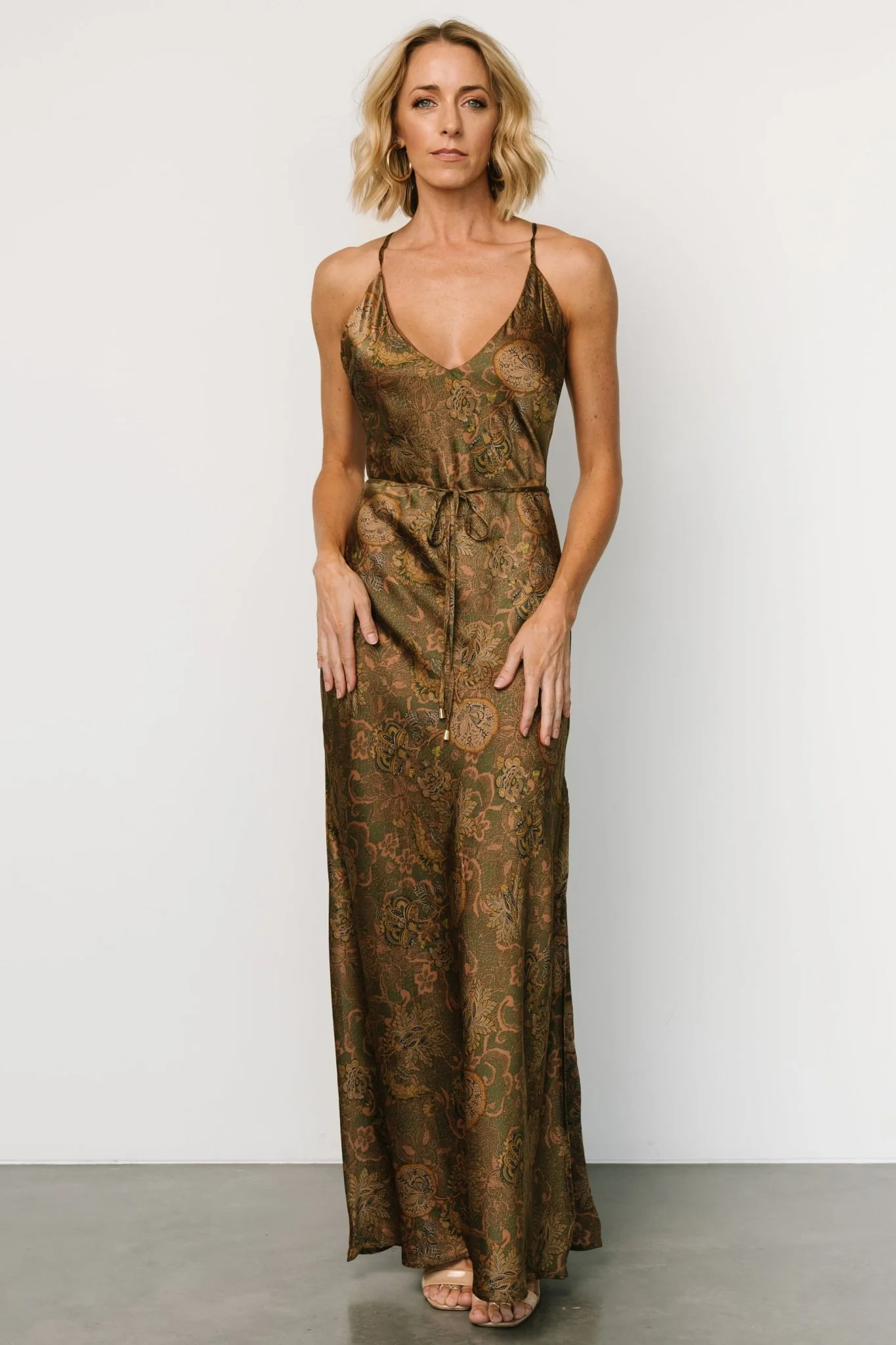 Reno Slip Maxi Dress | Brown + Olive