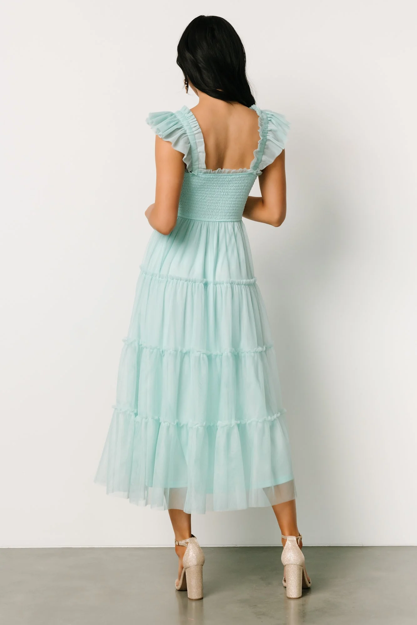 Mindi Tulle Midi Dress | Sea Blue