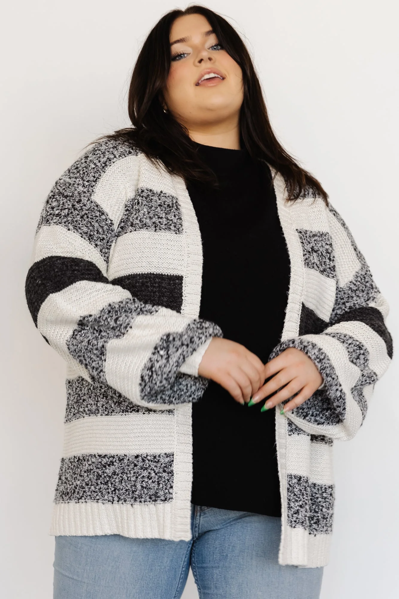 Banff Stripe Cardigan | Black + Ivory