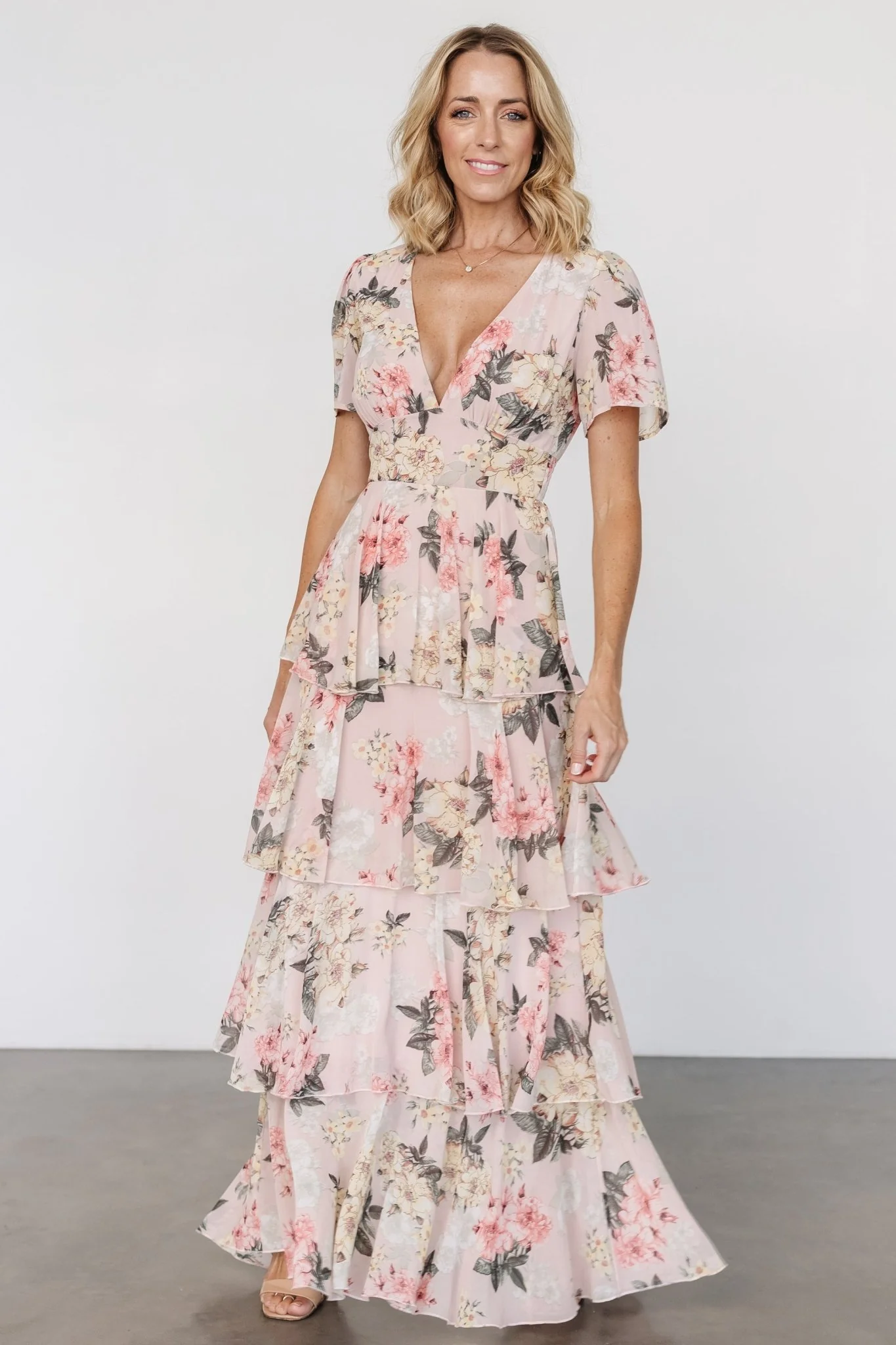 Montaigne Ruffle Maxi Dress | Pale Blush Floral