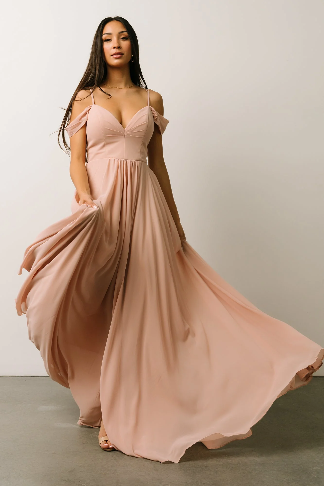 Bianca Lace Maxi Dress | Nude Blush