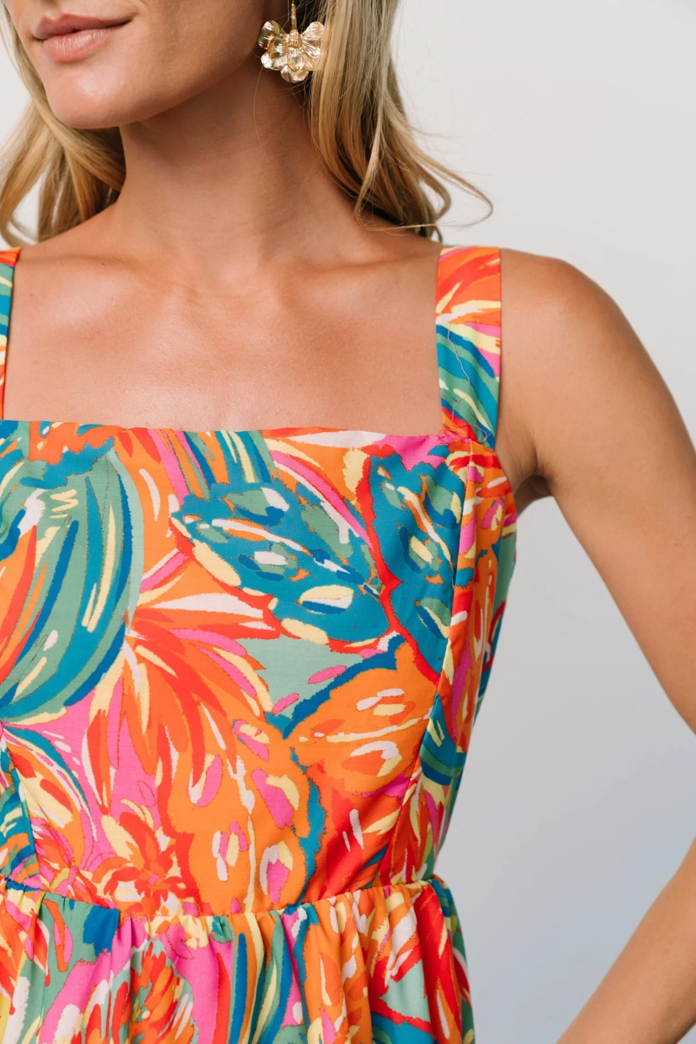 Kitts Tiered Dress | Tropical Print