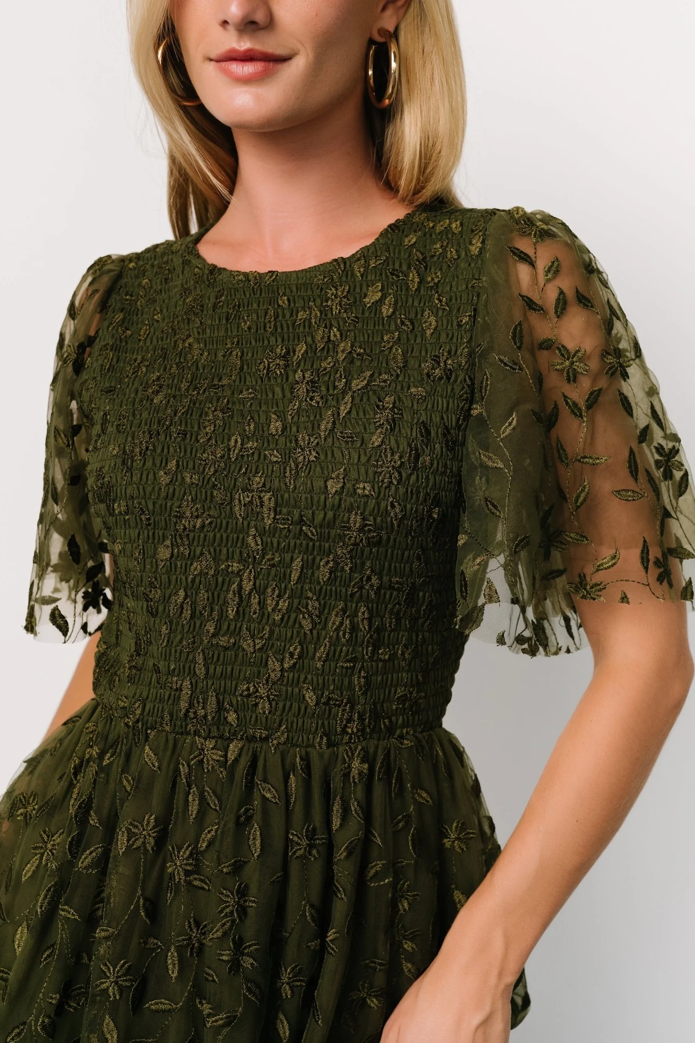 Kendra Embroidered Dress | Olive