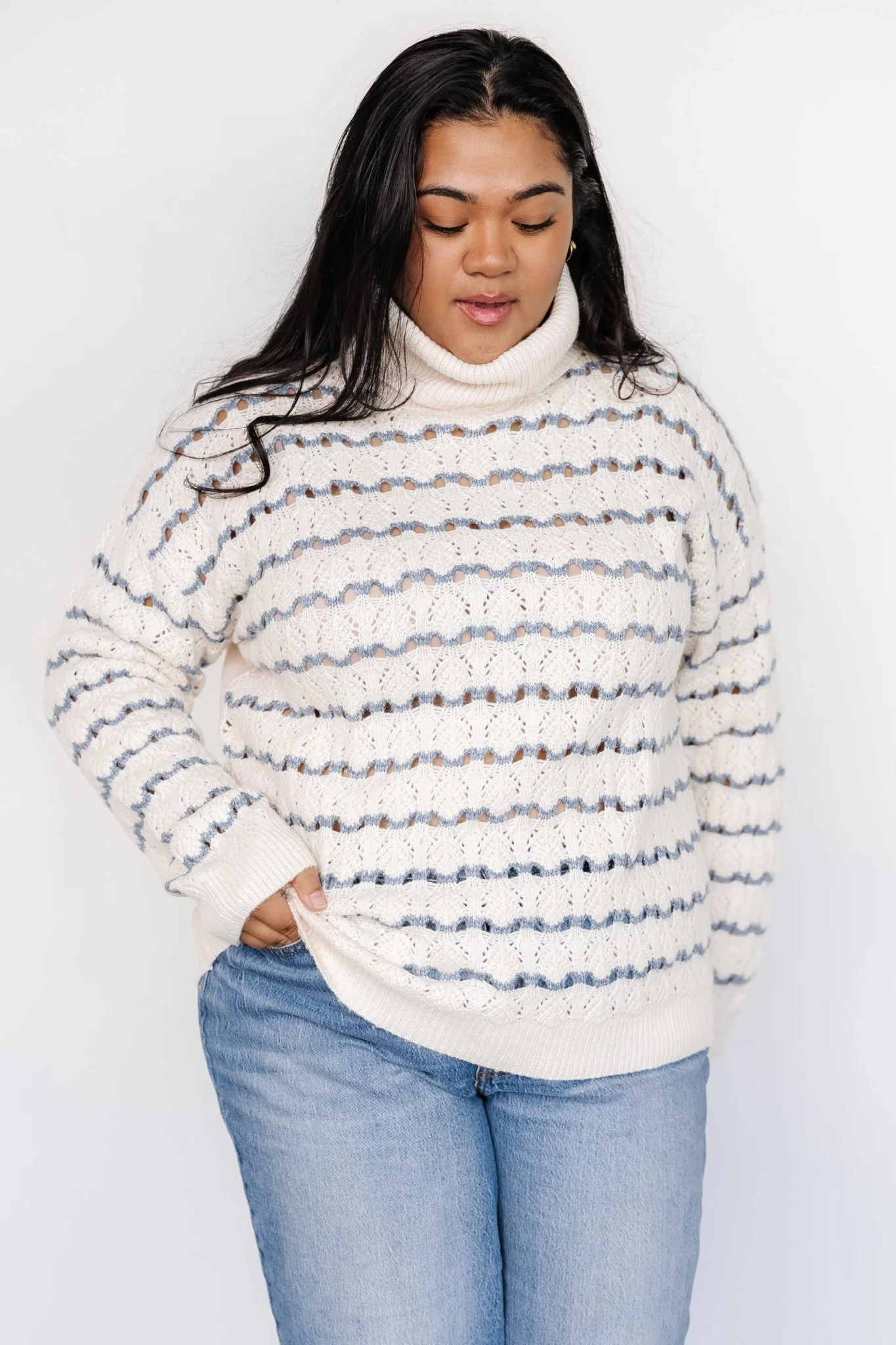 Hollis Knit Sweater | Ivory + Blue