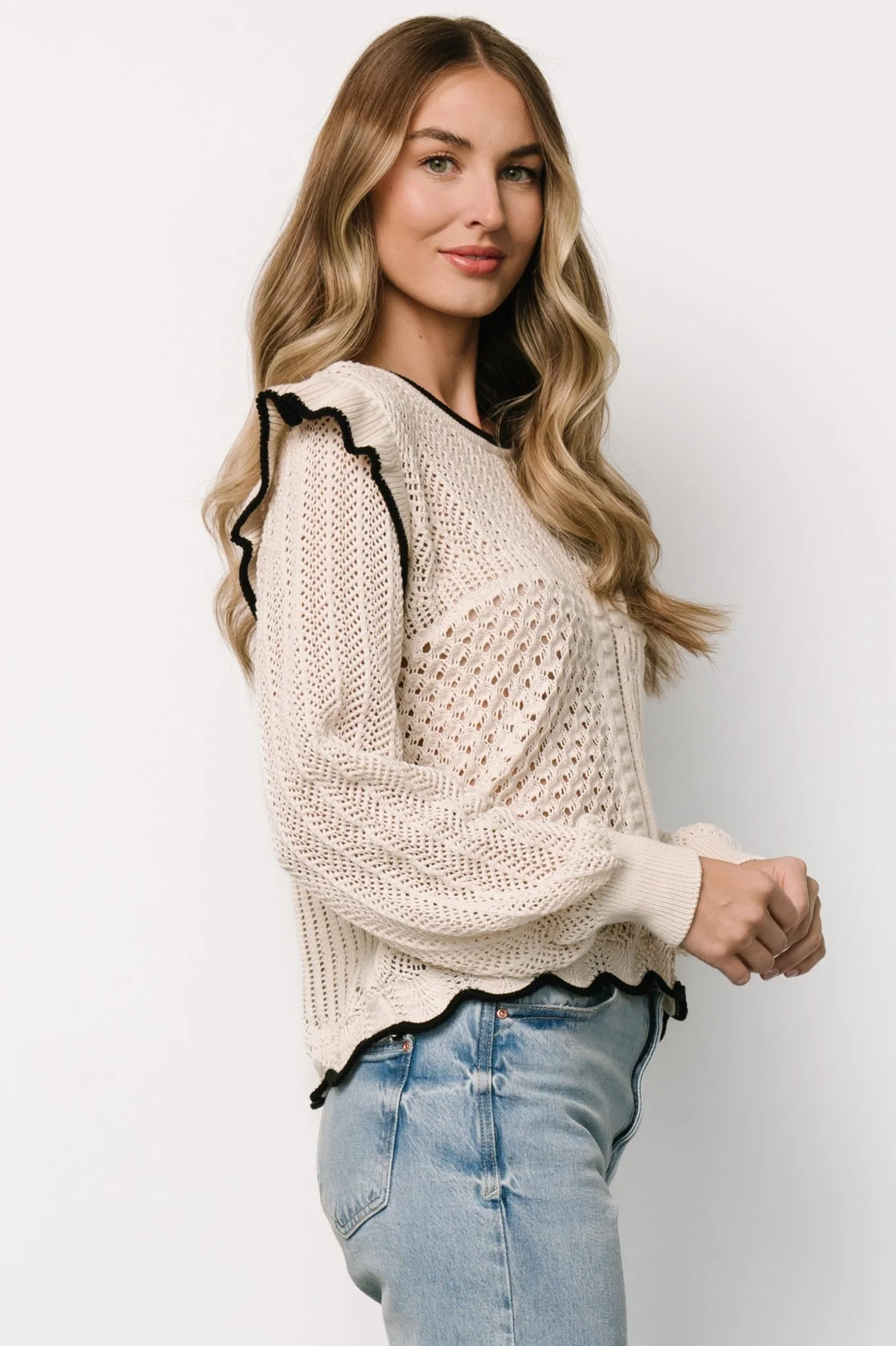 Oleya Knit Sweater Top | Ivory