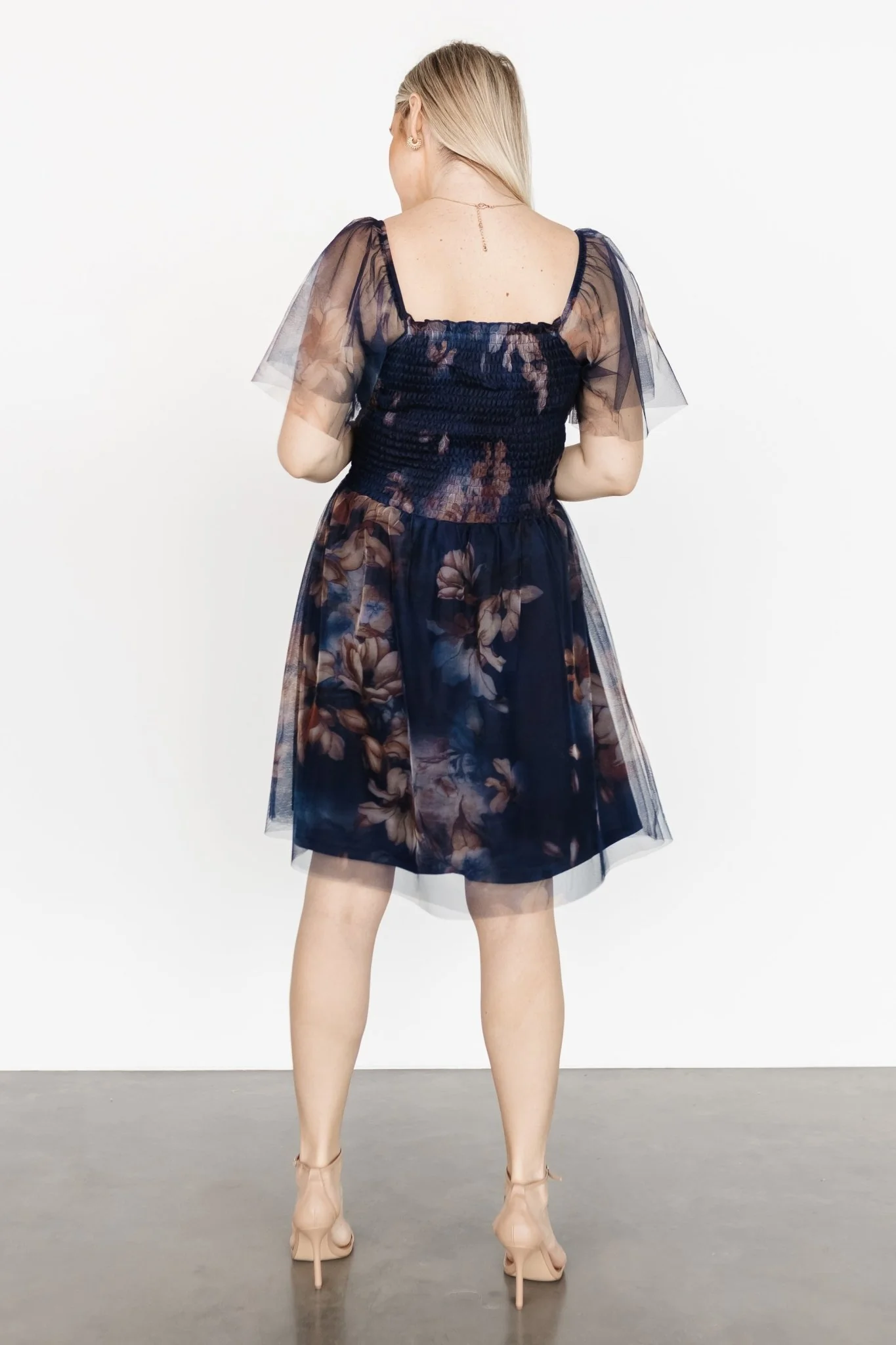 Tivoli Tulle Short Dress | Dark Blue Floral