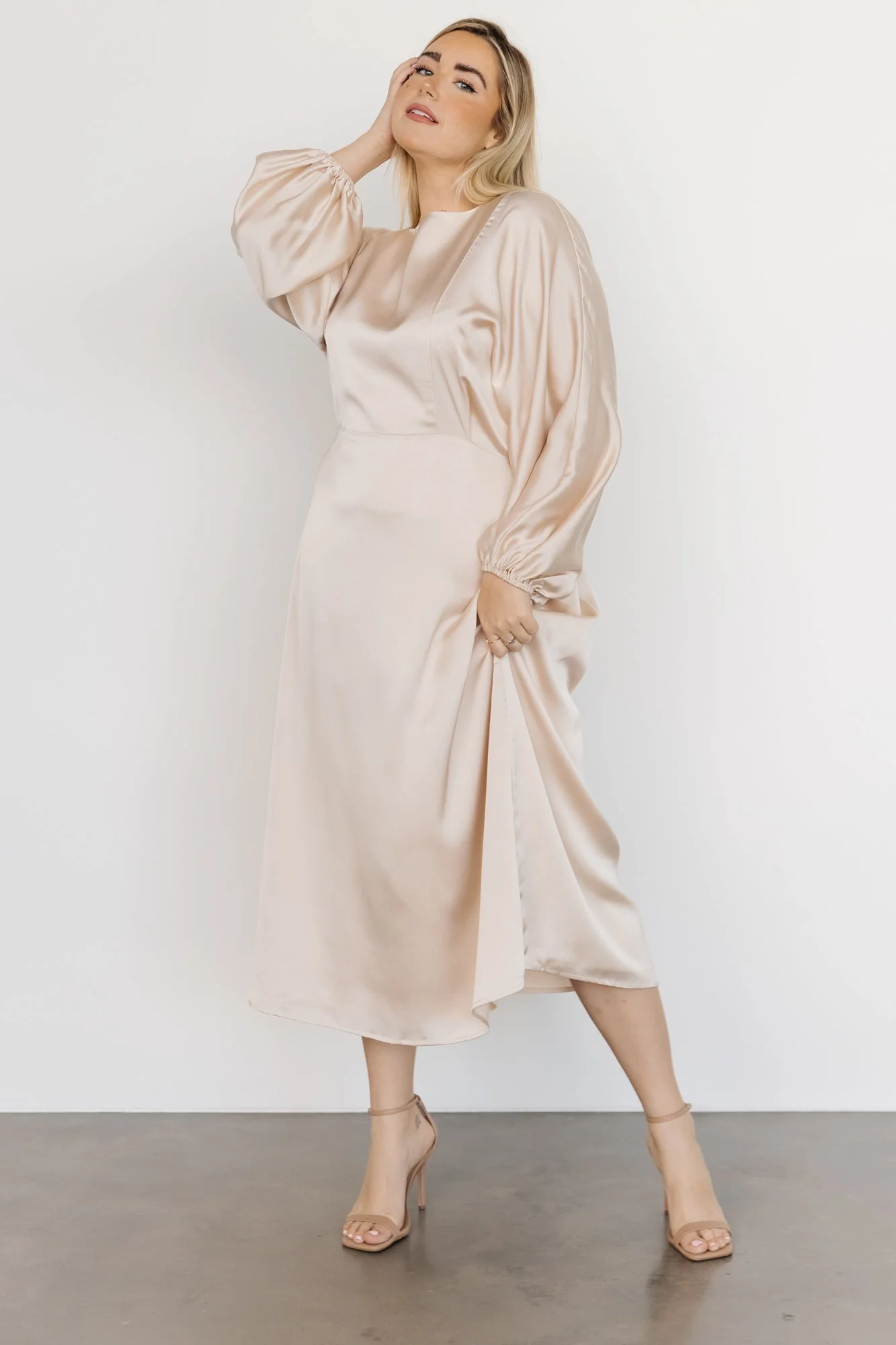 Balta Satin Midi Dress | Champagne