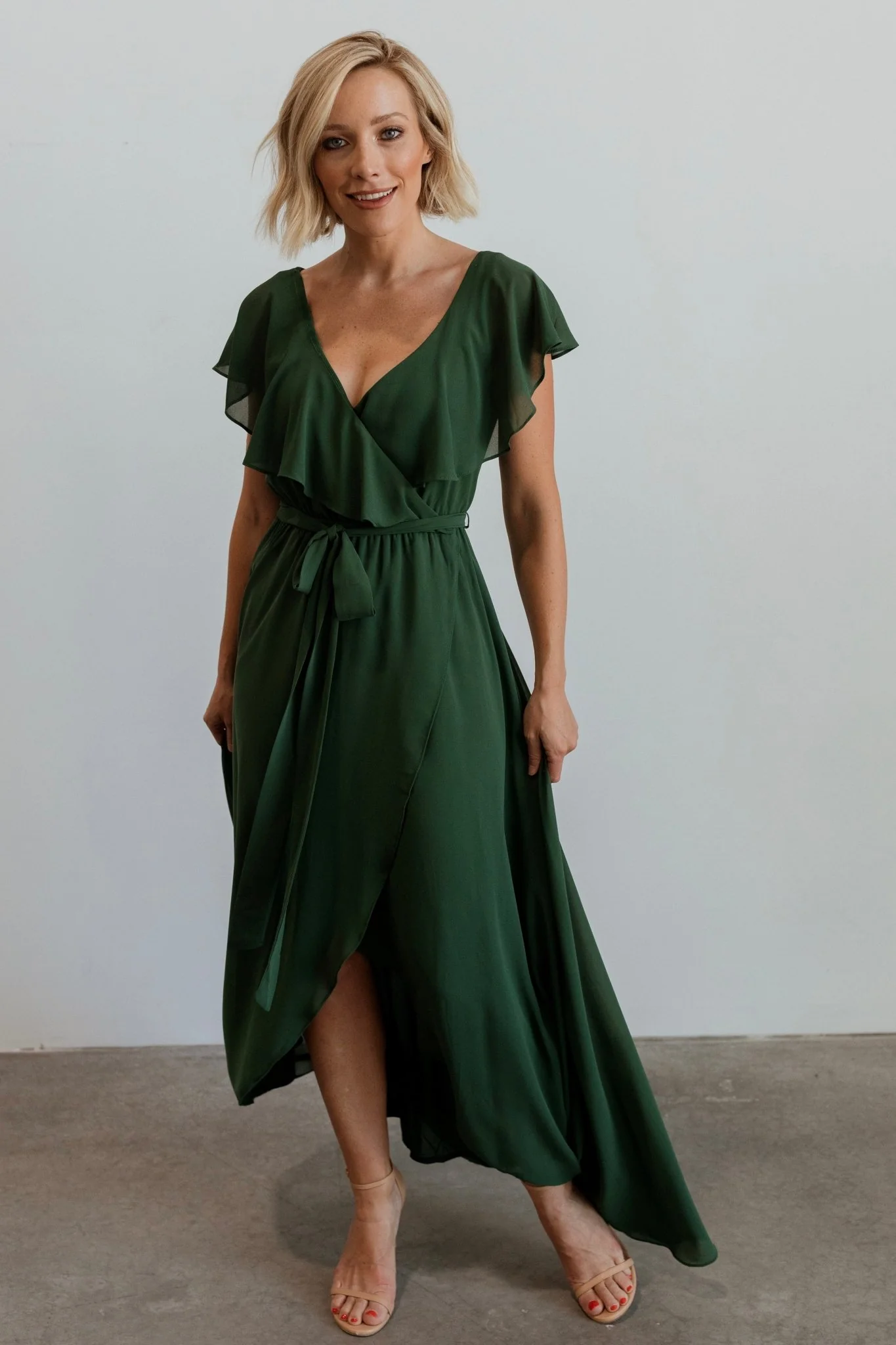 Katya Ruffle Maxi Dress | Evergreen