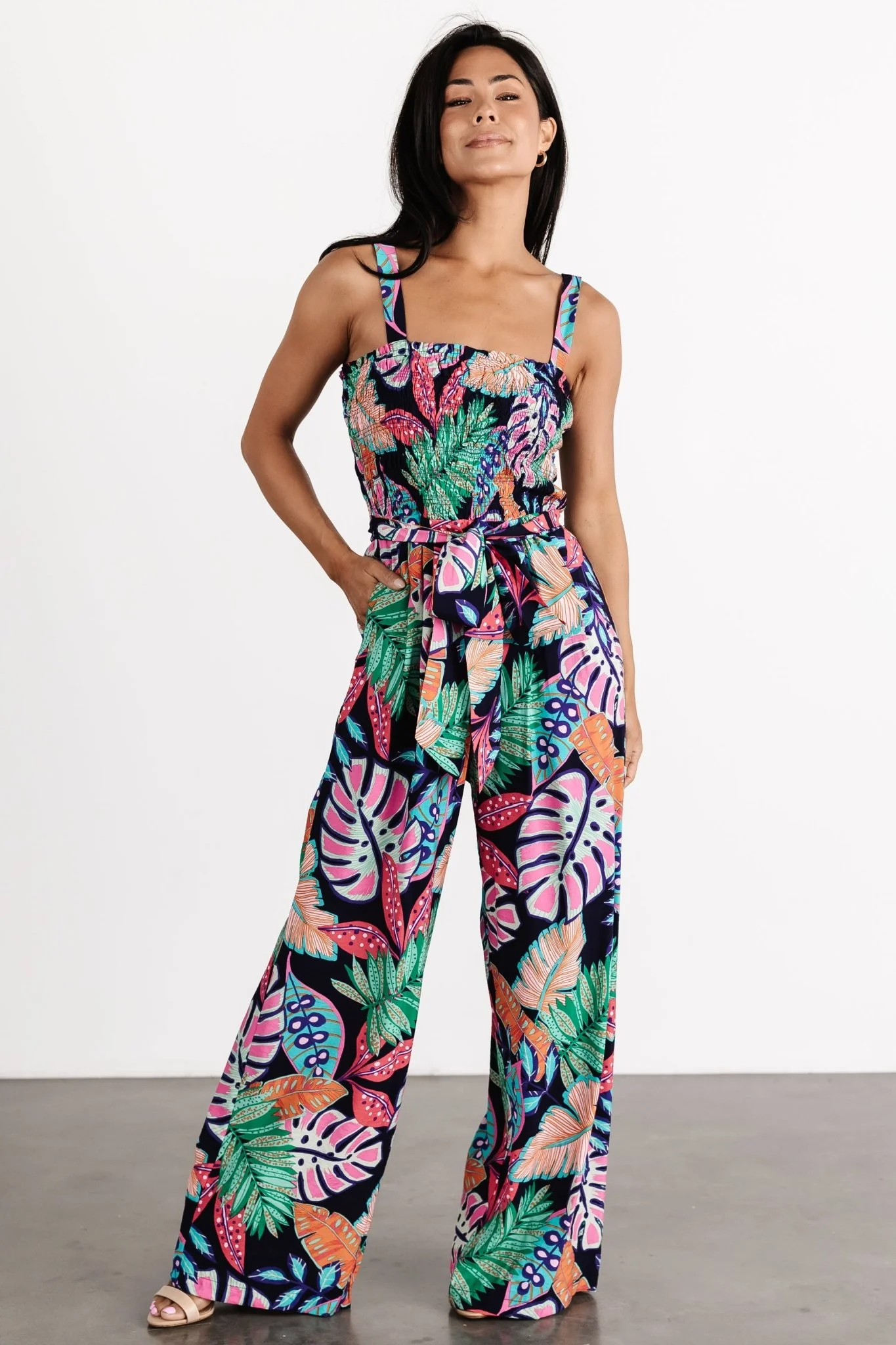 Barbados Tank Jumpsuit | Navy Print