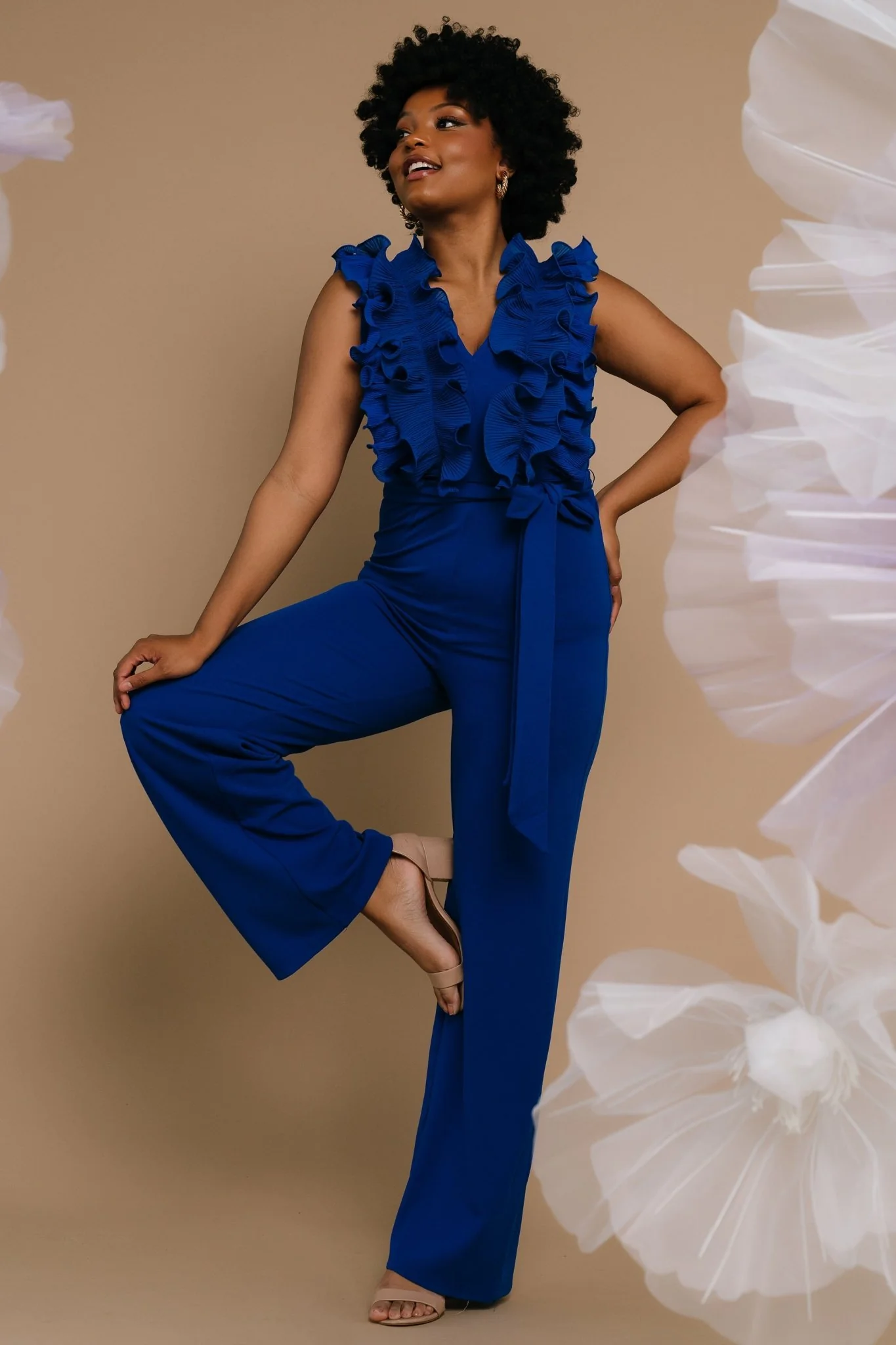 Tyra Ruffle Tank Jumpsuit | Cobalt