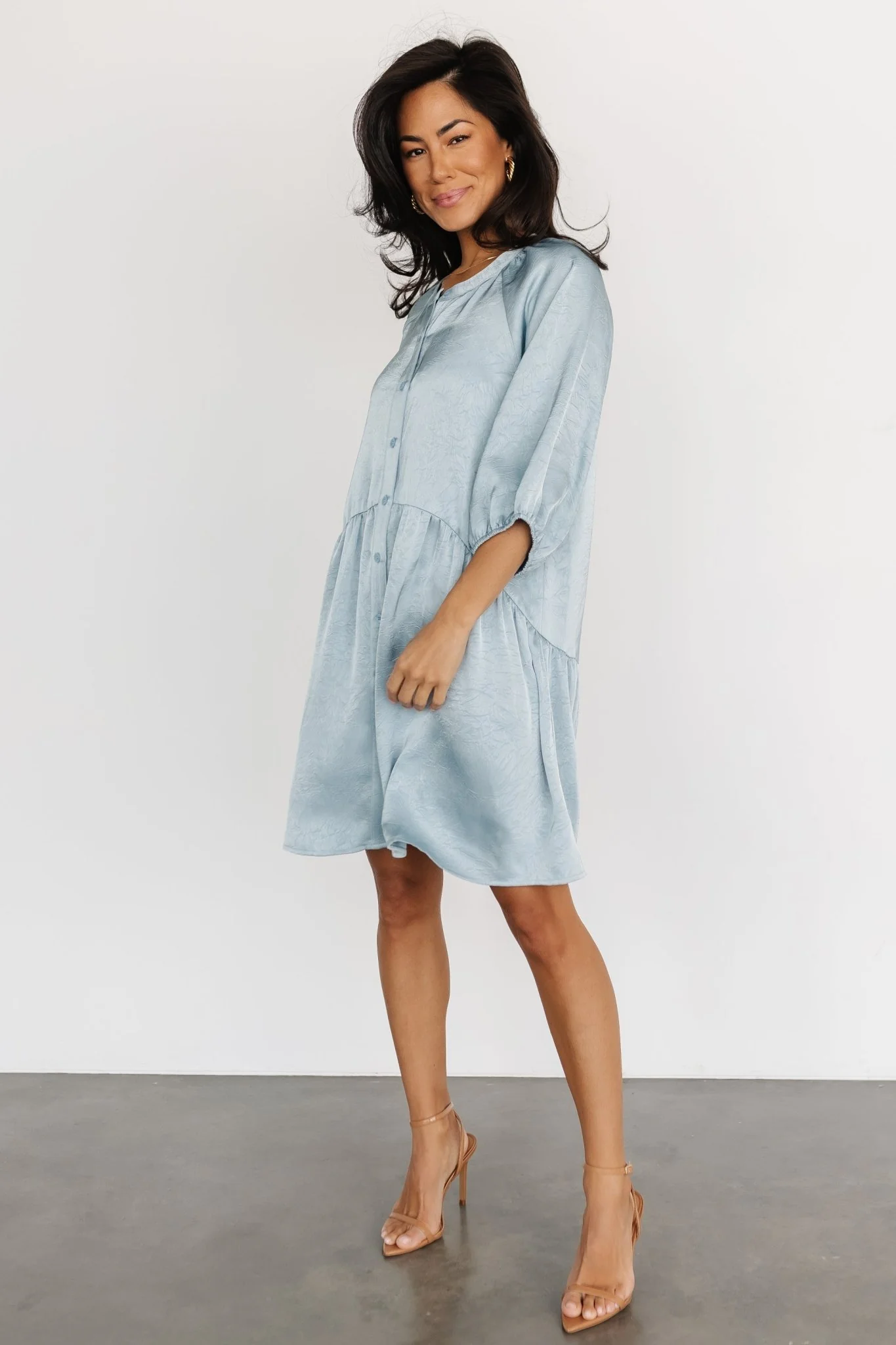 Janice Button Dress | Blue