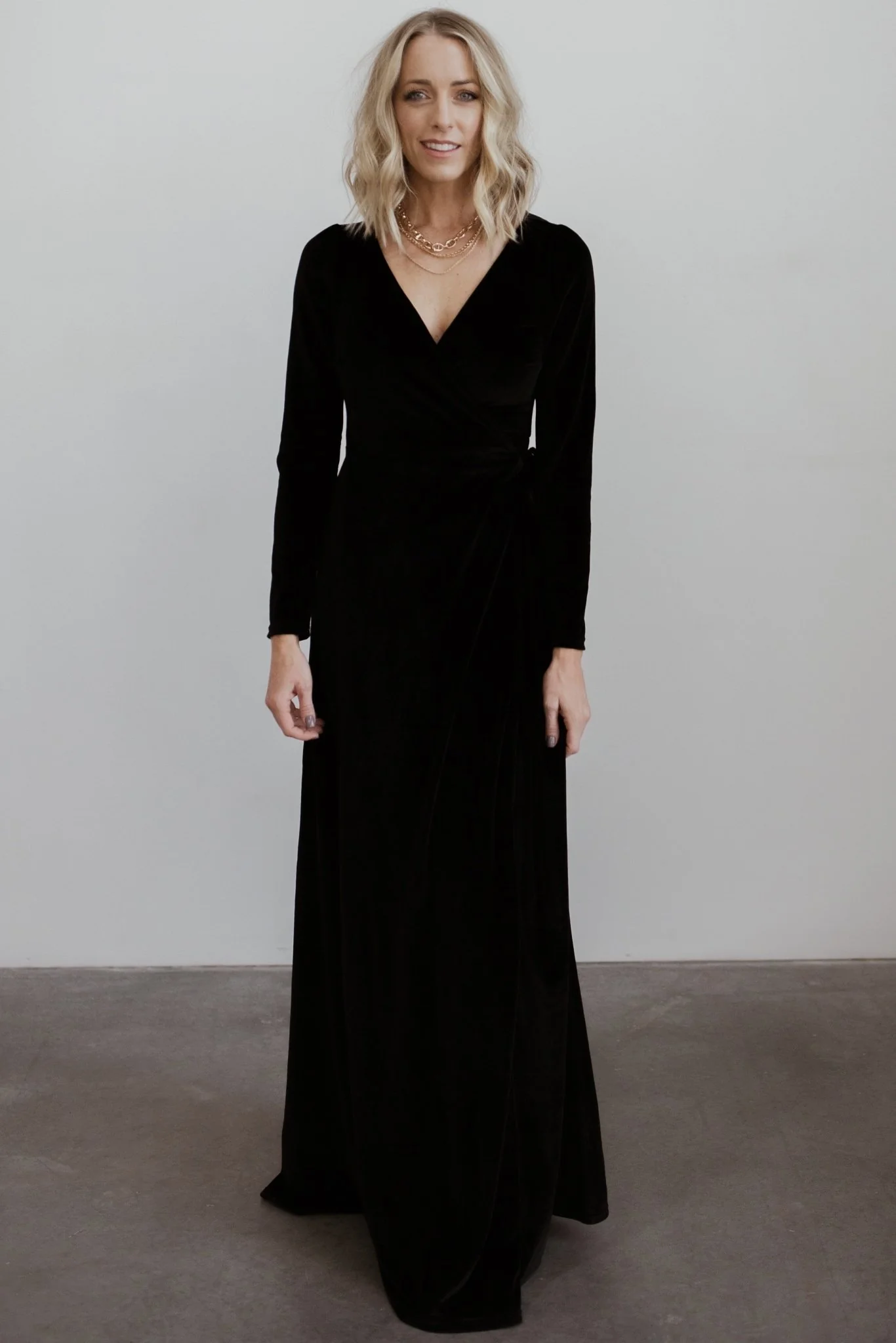 Esmerelda Velvet Wrap Maxi Dress | Black