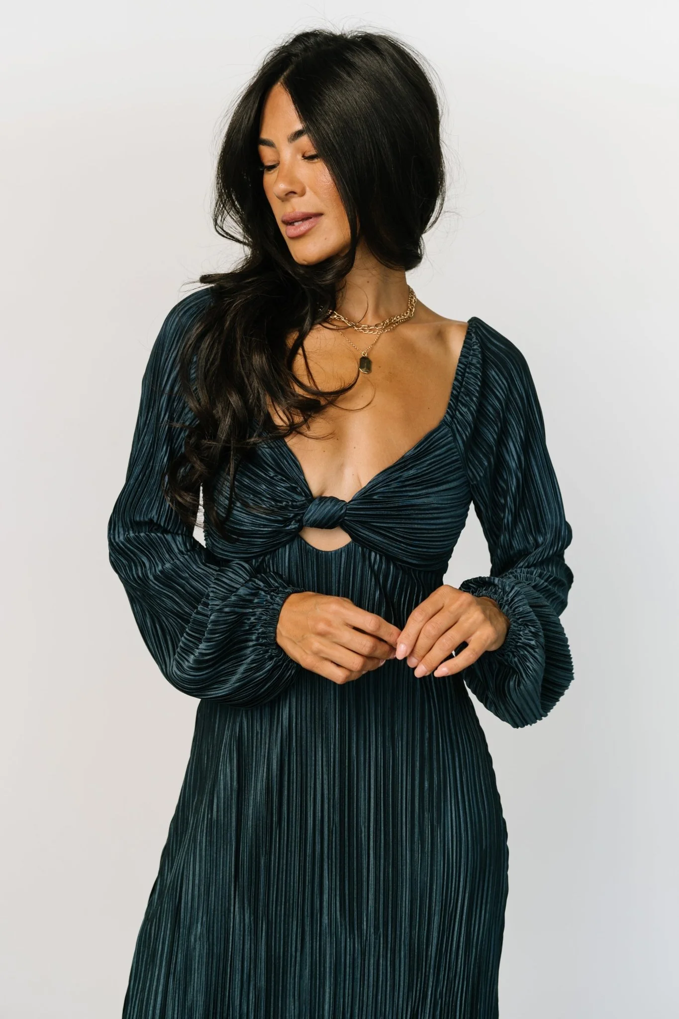 Amani Pleated Midi Dress | Peacock