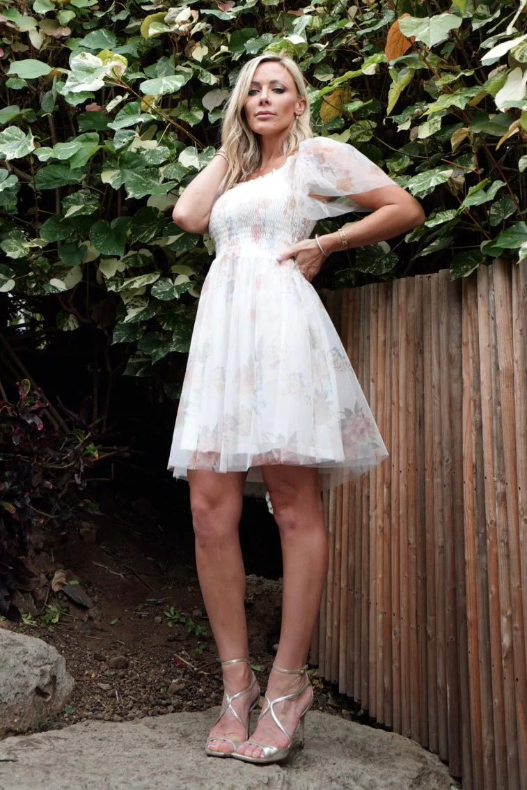 Tivoli Tulle Short Dress | White Multi