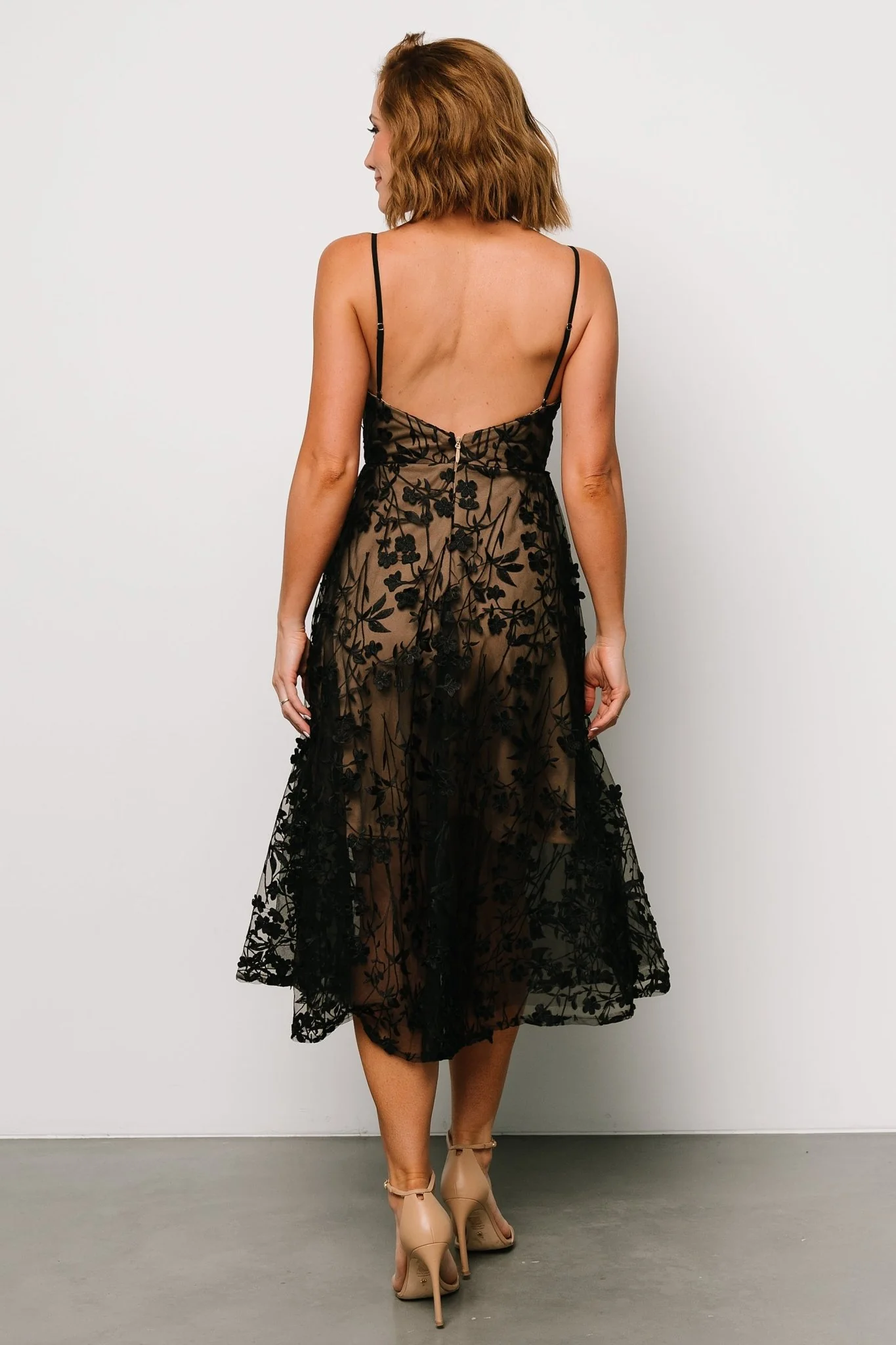 Larissa Midi Dress | Black + Nude