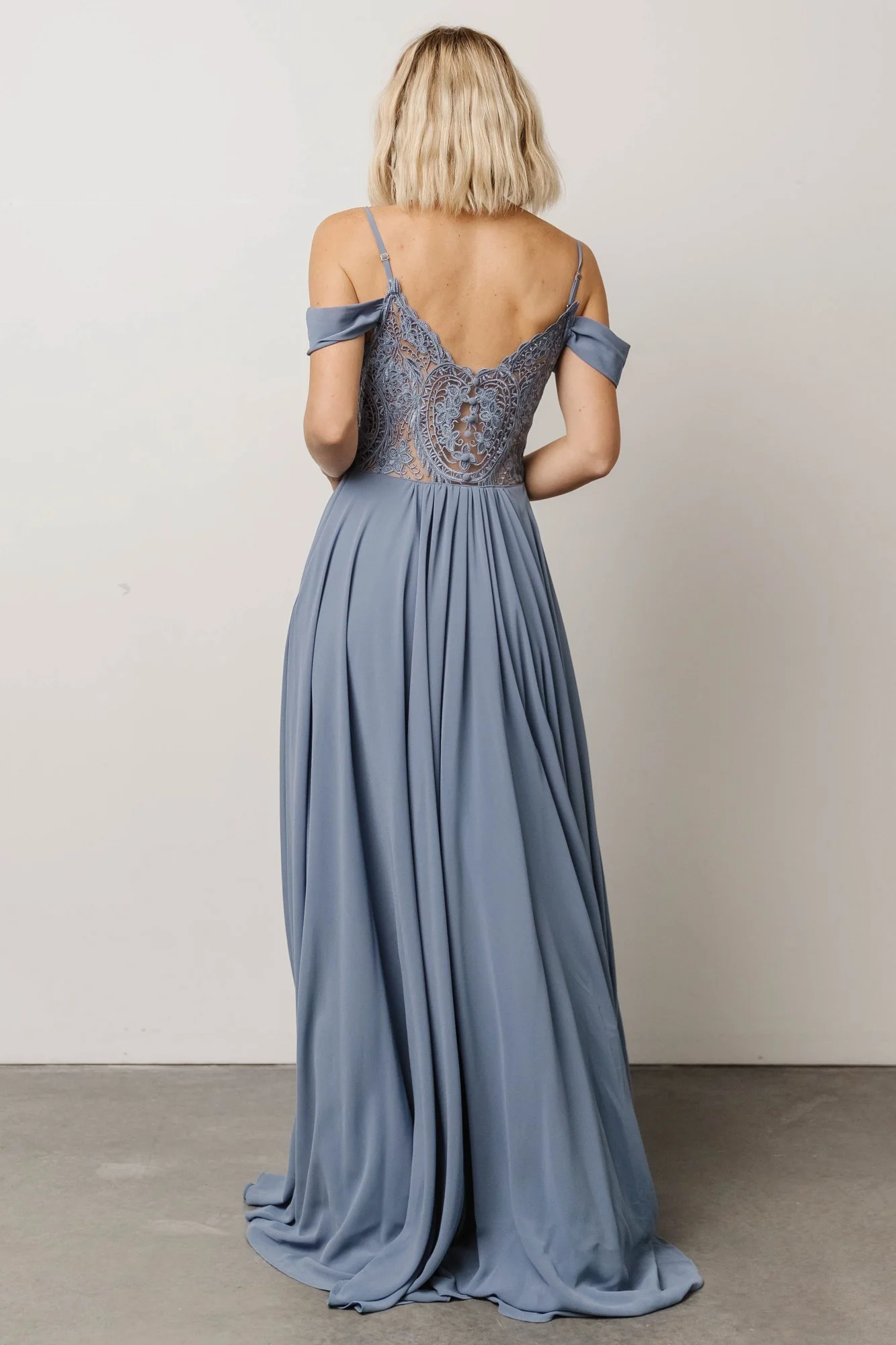 Bianca Lace Maxi Dress | Dusty Blue