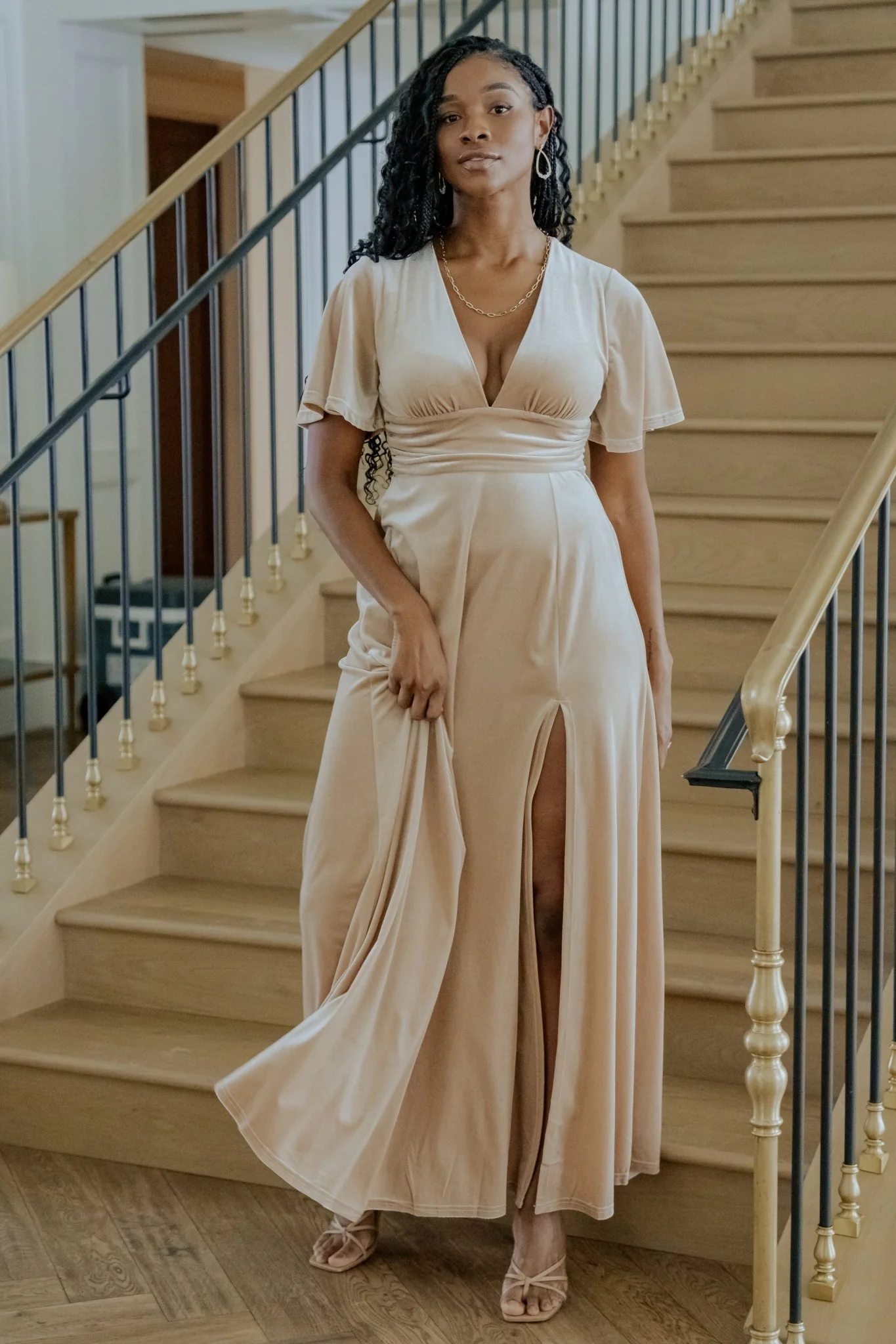 Berenice Velvet Maxi Dress | Champagne
