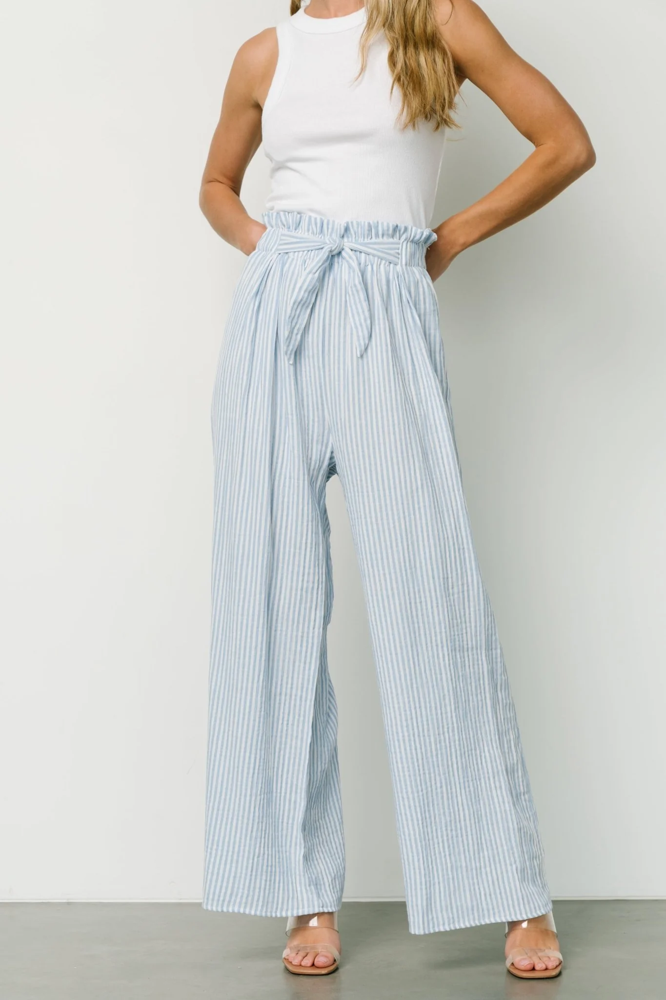 Delphi Wide Leg Pants | Blue Stripe