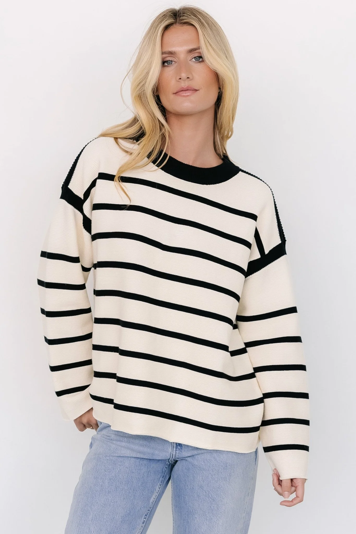 Conway Striped Sweater | Cream + Black