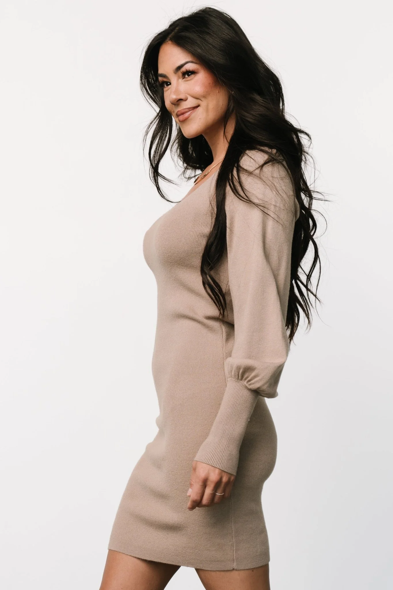 Suki V Neck Sweater Dress | Mocha