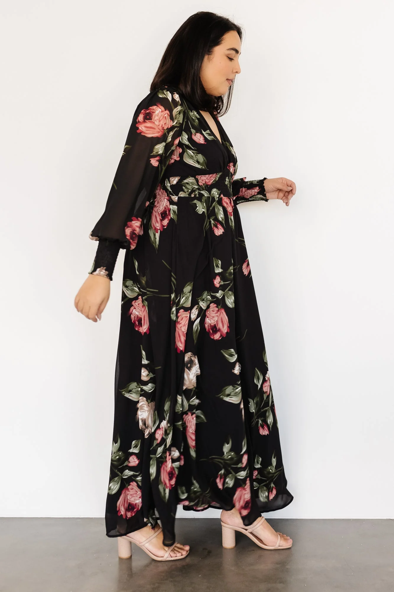 Olivia Maxi Dress | Black Rose Floral