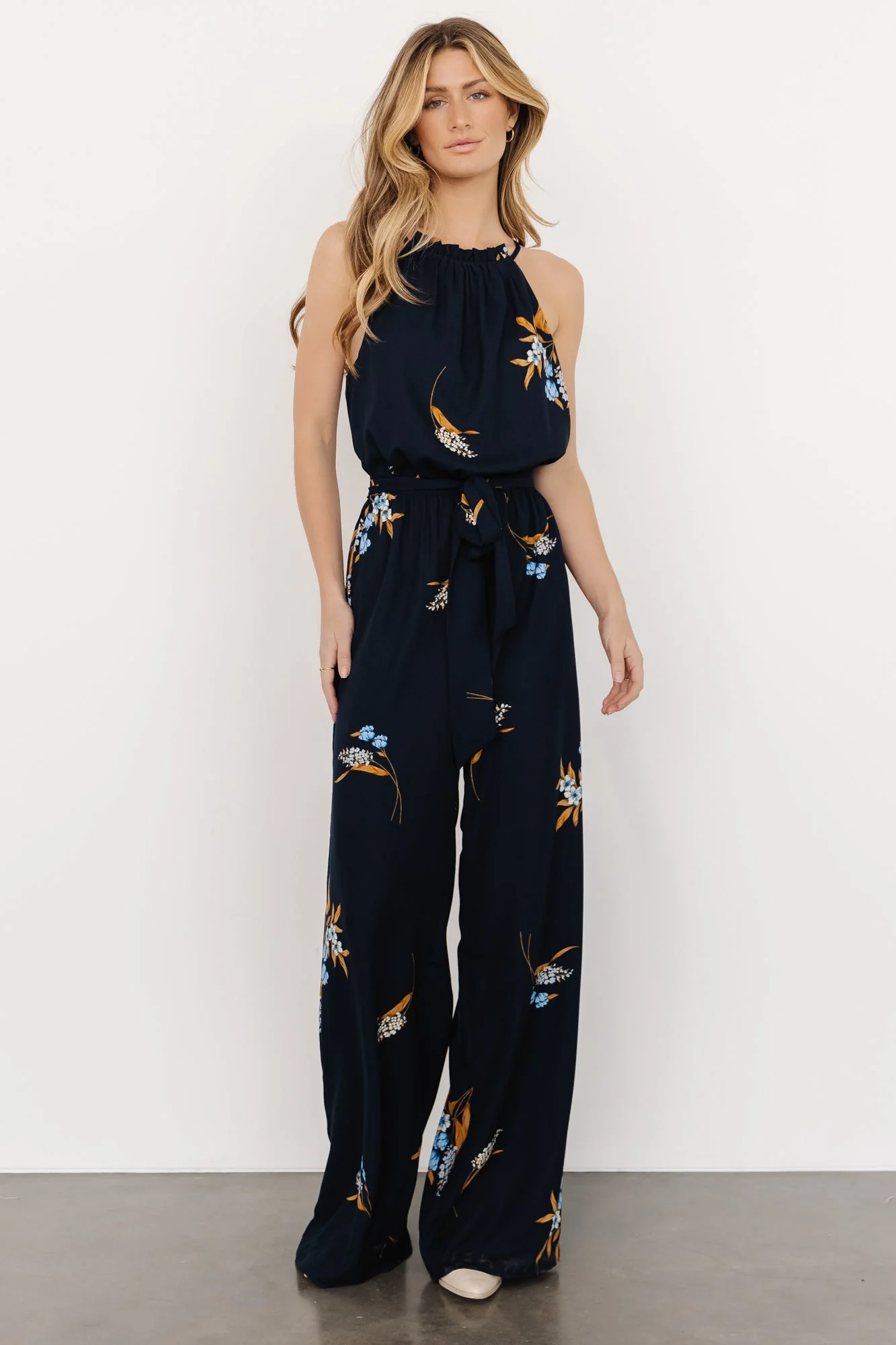 Alameda Halter Jumpsuit | Navy Blue Floral