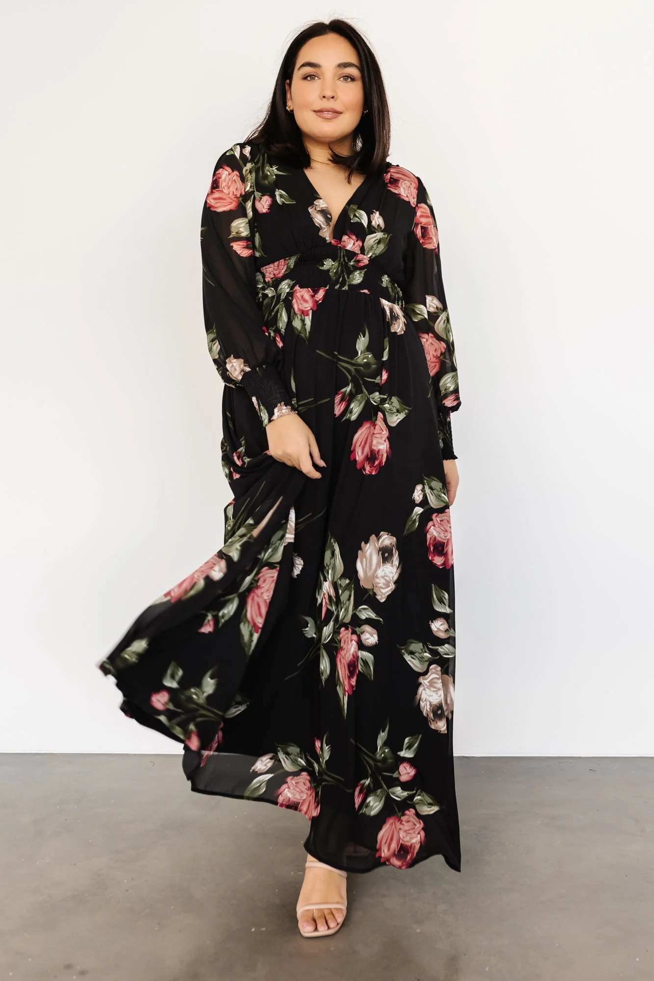 Olivia Maxi Dress | Black Rose Floral