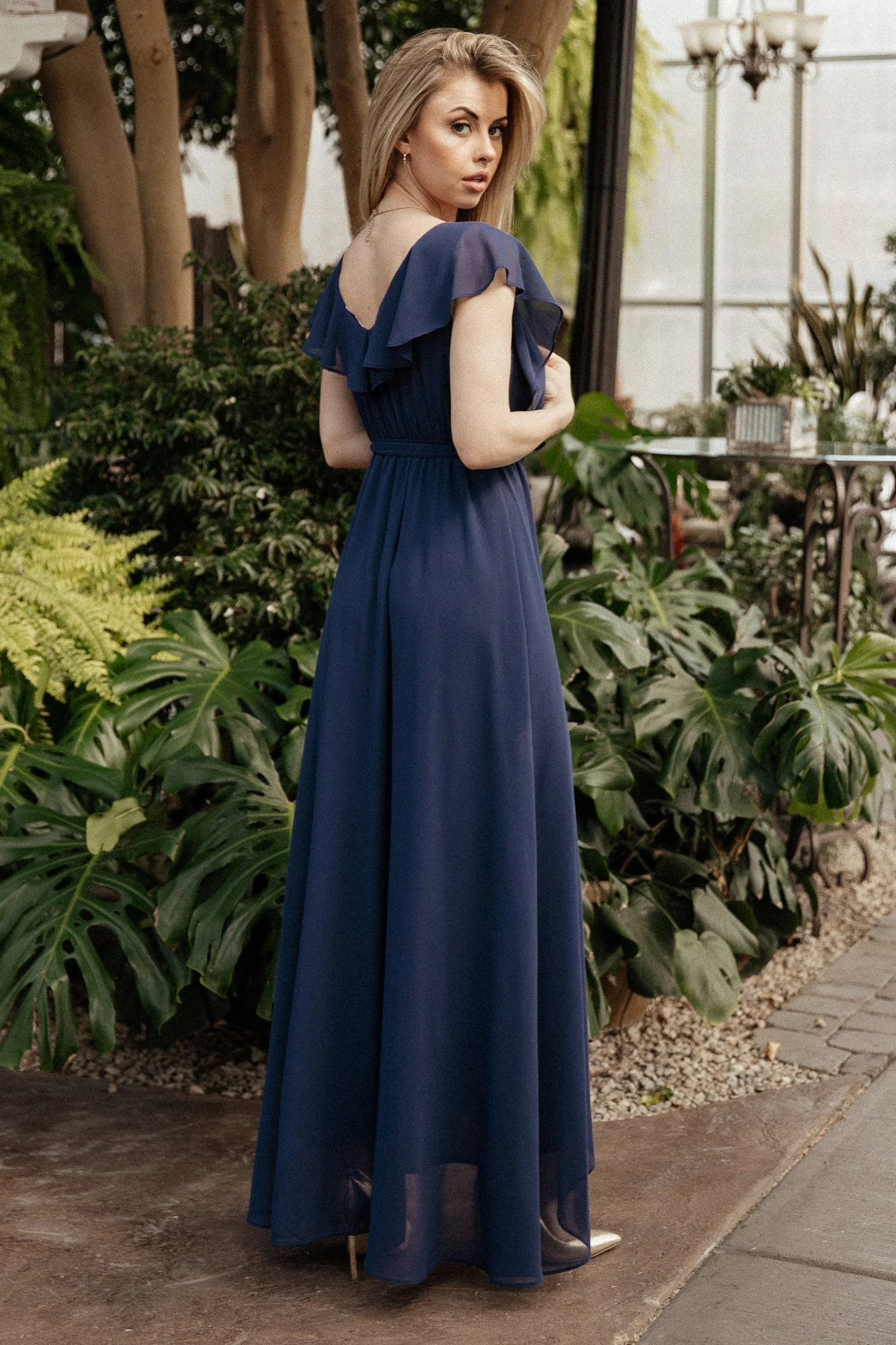 Katya Ruffle Maxi Dress | Navy