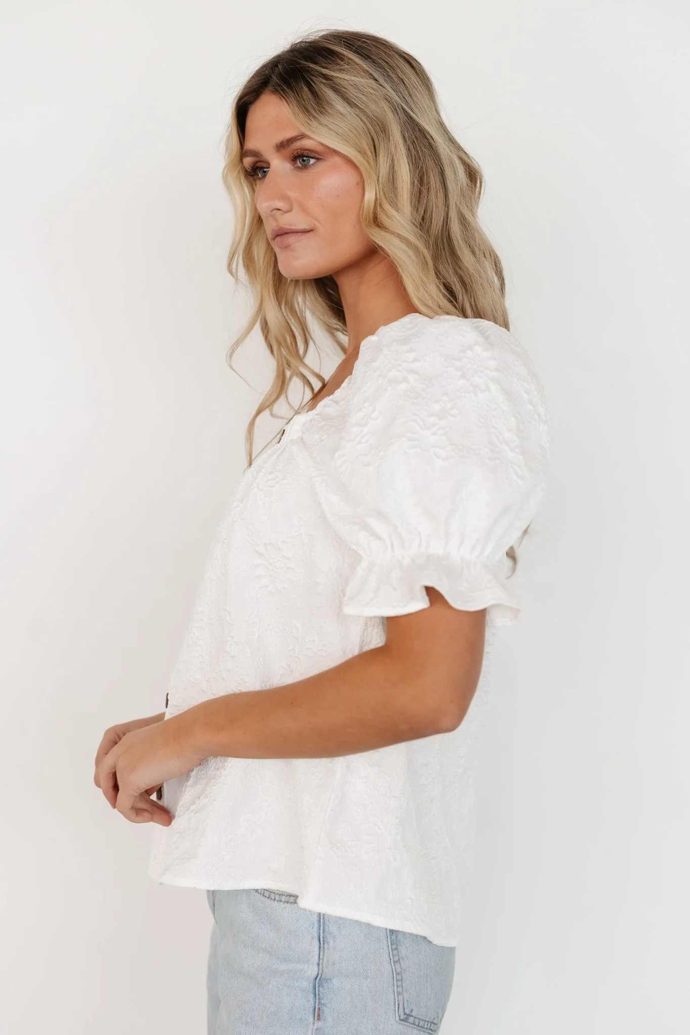 Dalian Embossed Top | Off White