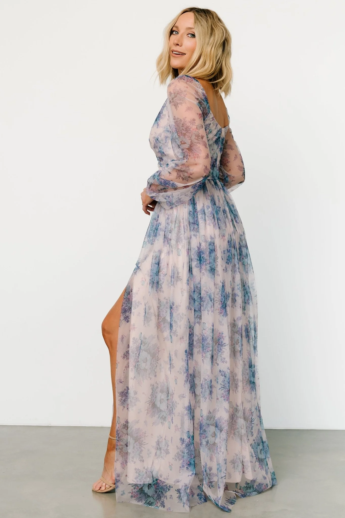 Desiree Tulle Maxi Dress | Natural + Slate Floral