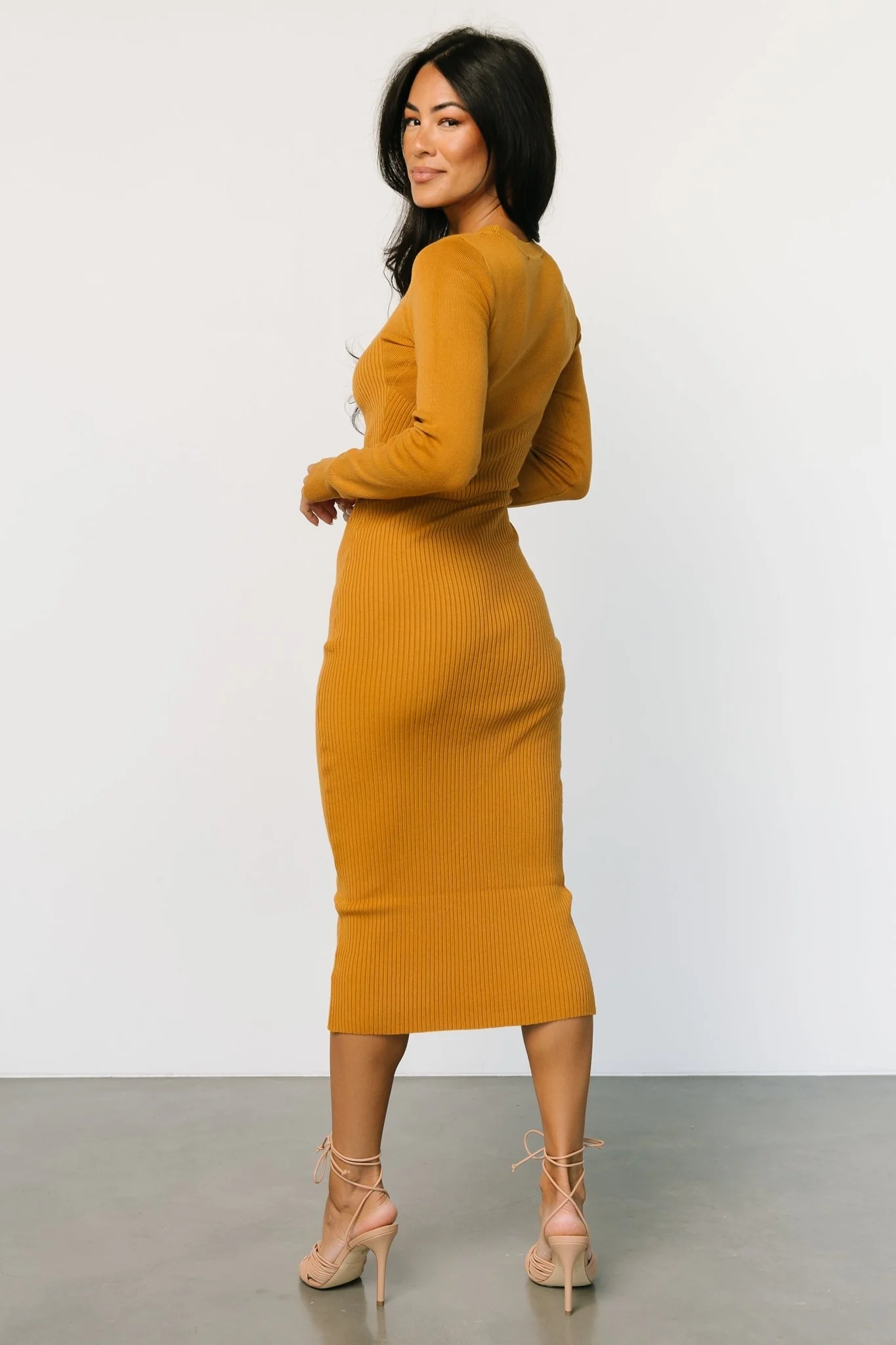 Manhattan Ribbed Sweater Dress | Camel