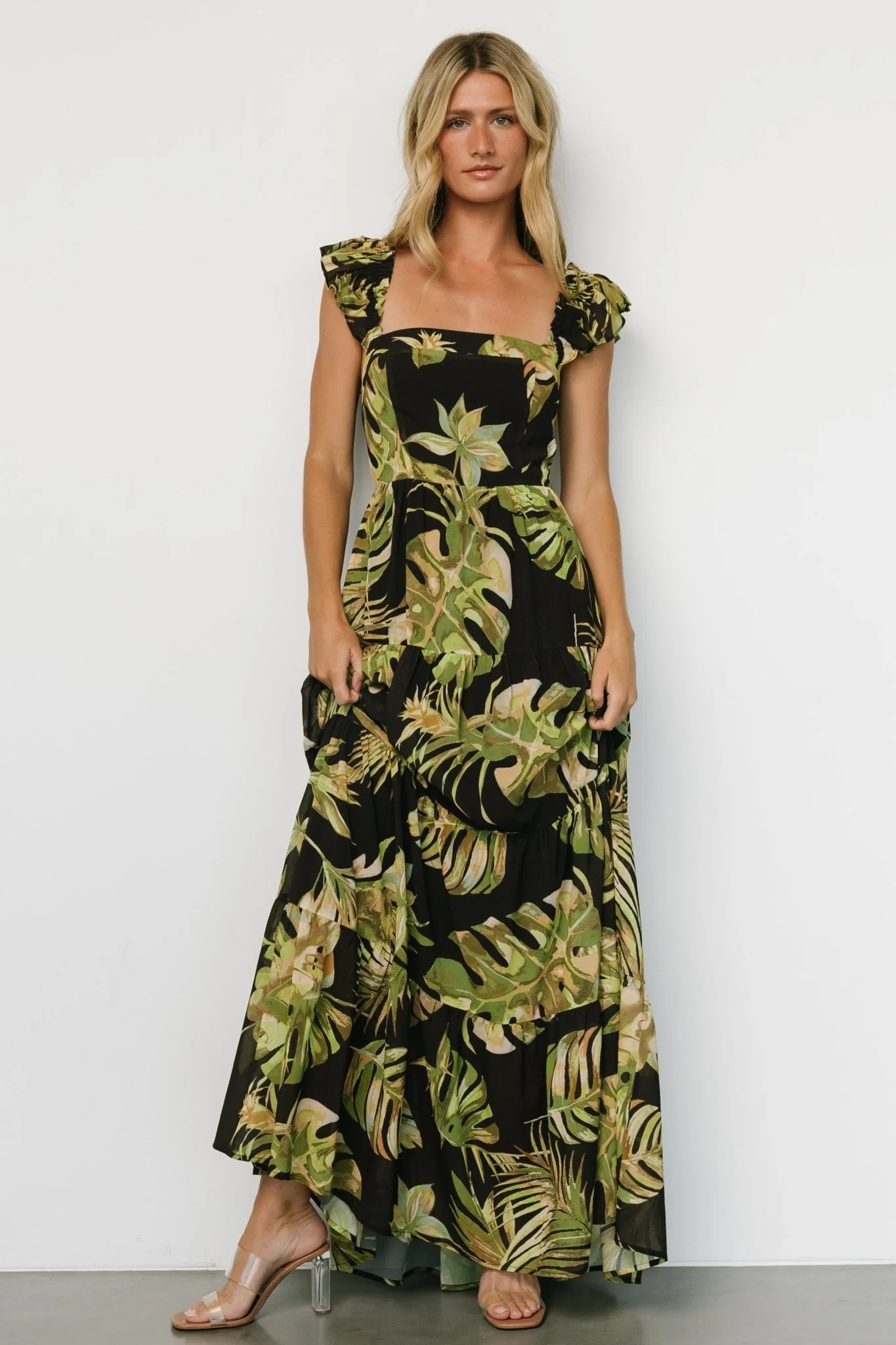 Encinitas Maxi Dress | Tropical Green + Black
