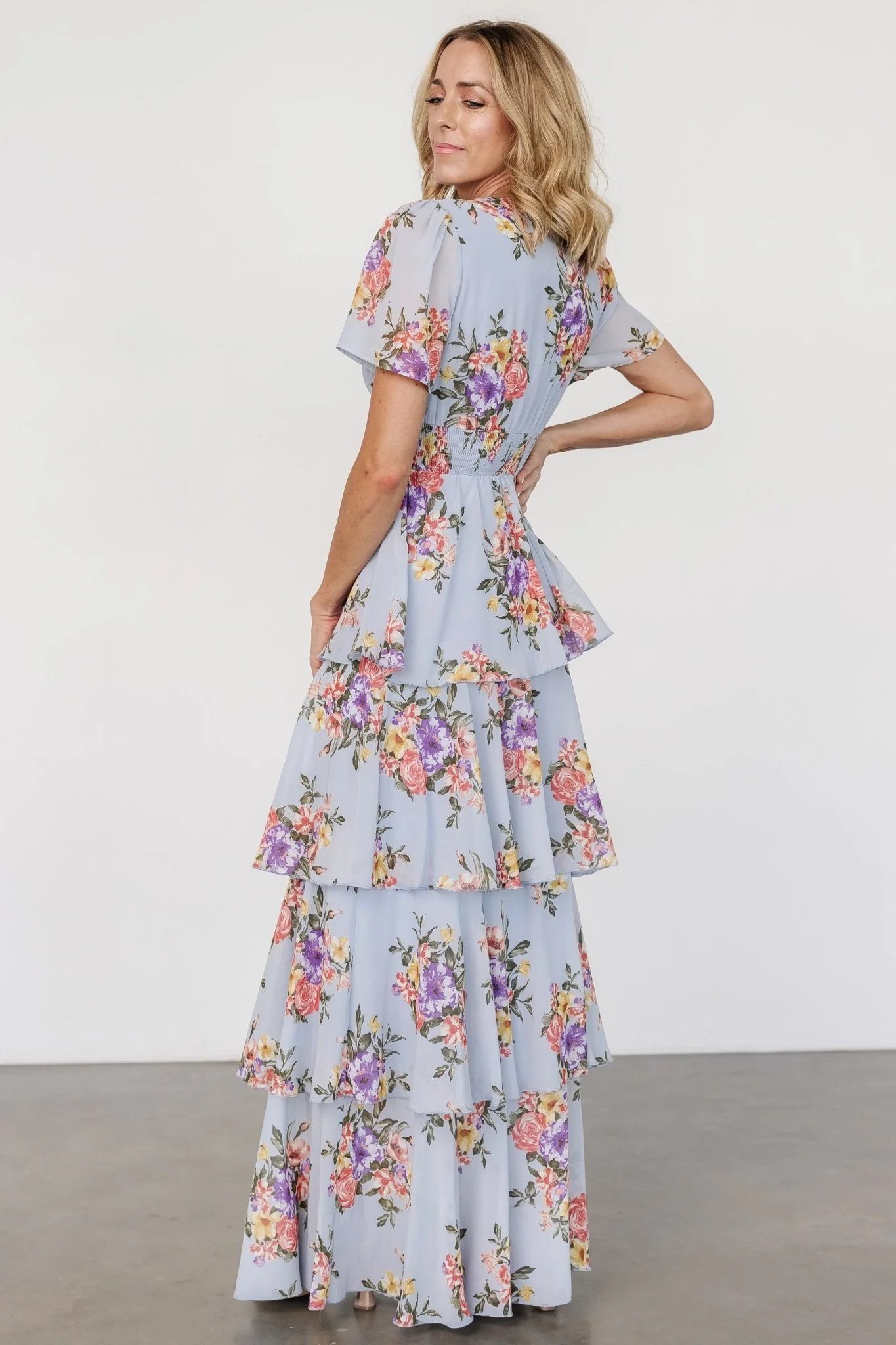 Montaigne Ruffle Maxi Dress | Light Blue Floral