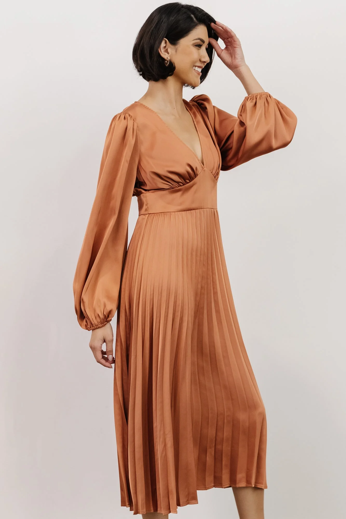 Louie Pleated Midi Dress | Salmon