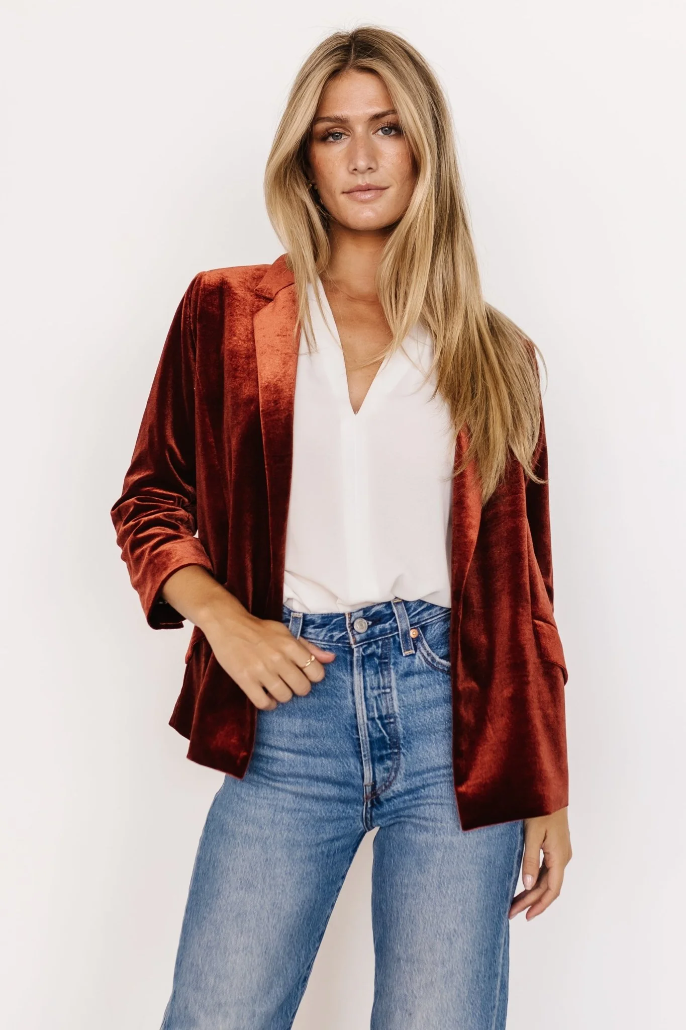 Brinton Velvet Blazer | Cinnamon