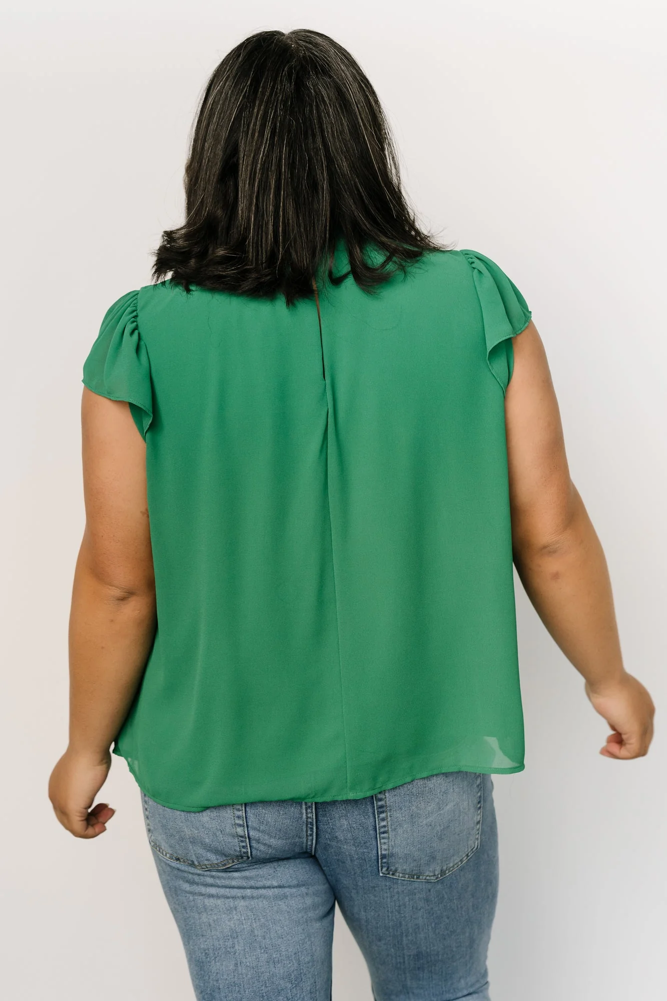 Leah Mock Neck Top | Green