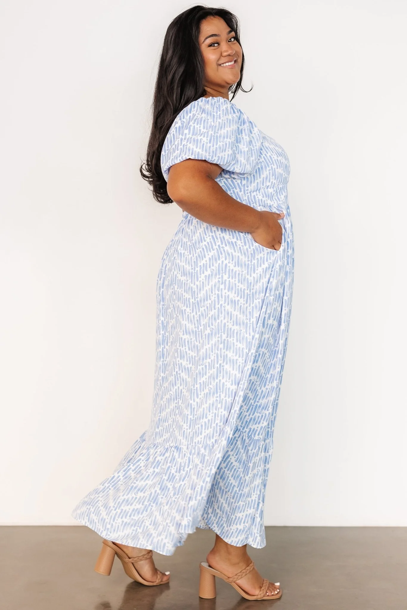 Durban Maxi Dress | Dusty Blue Print