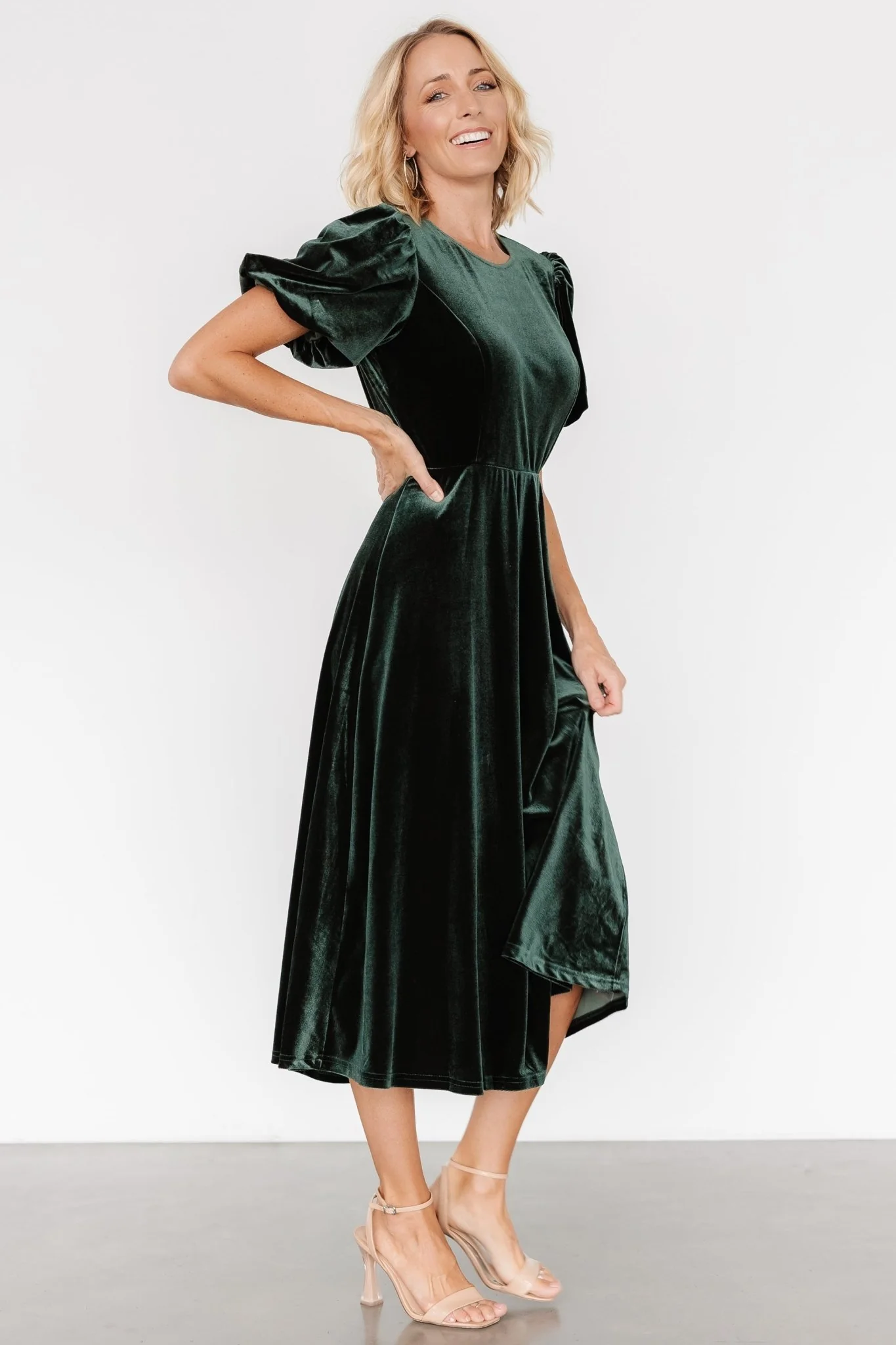 Nita Velvet Midi Dress | Deep Green