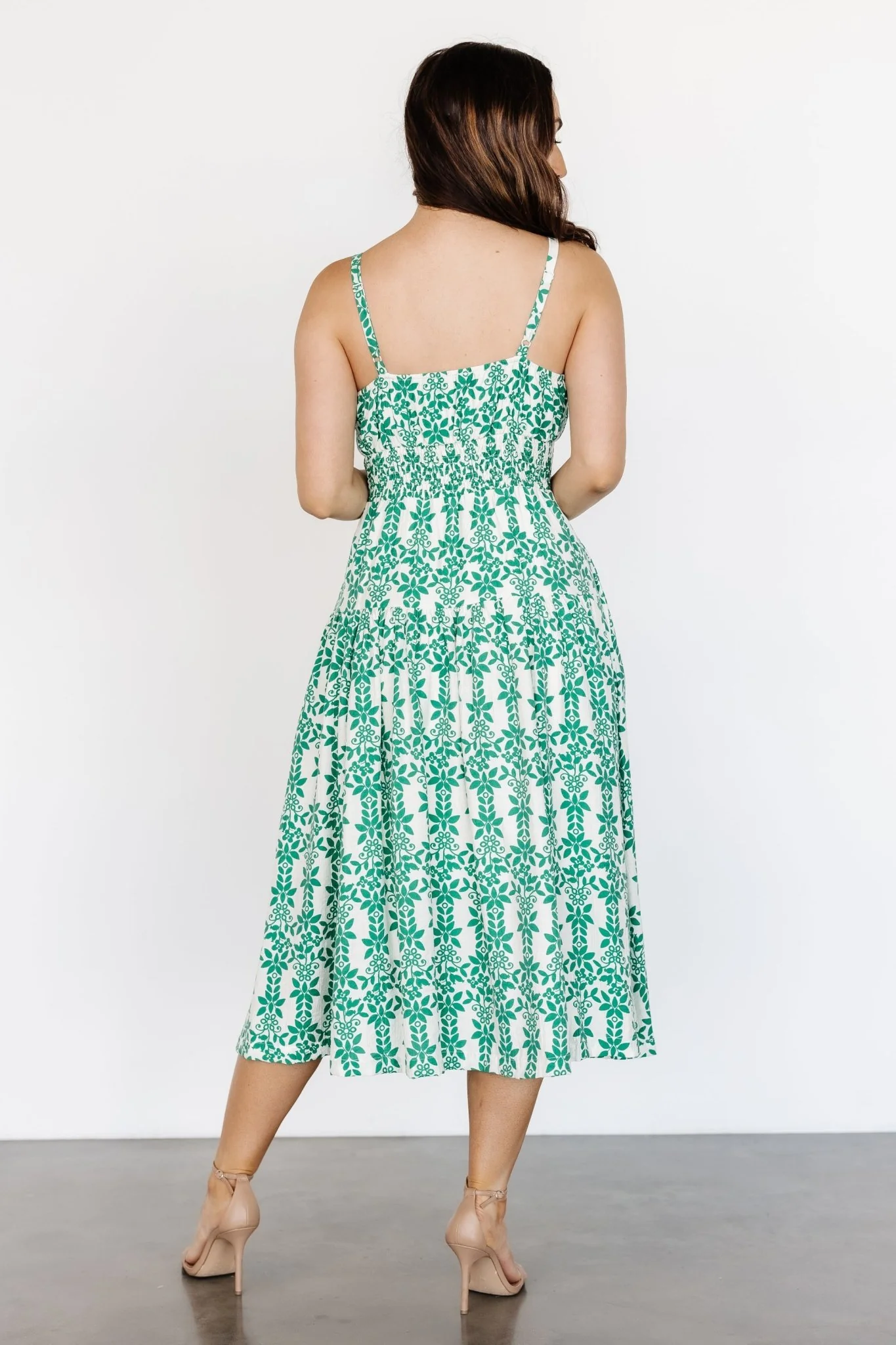 Thebes Tank Midi Dress | Green Print