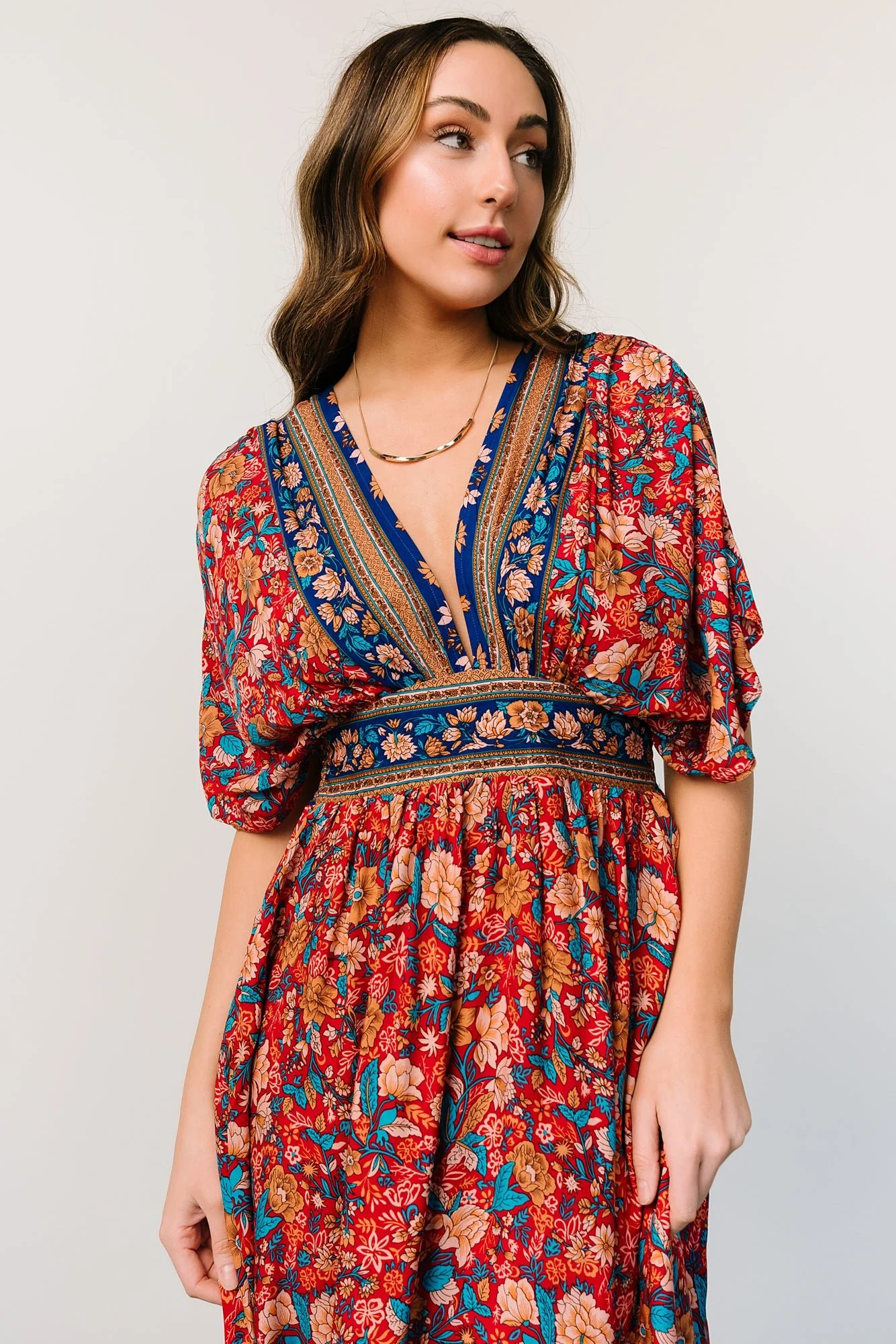 Leeanne Midi Dress | Red Multi Floral