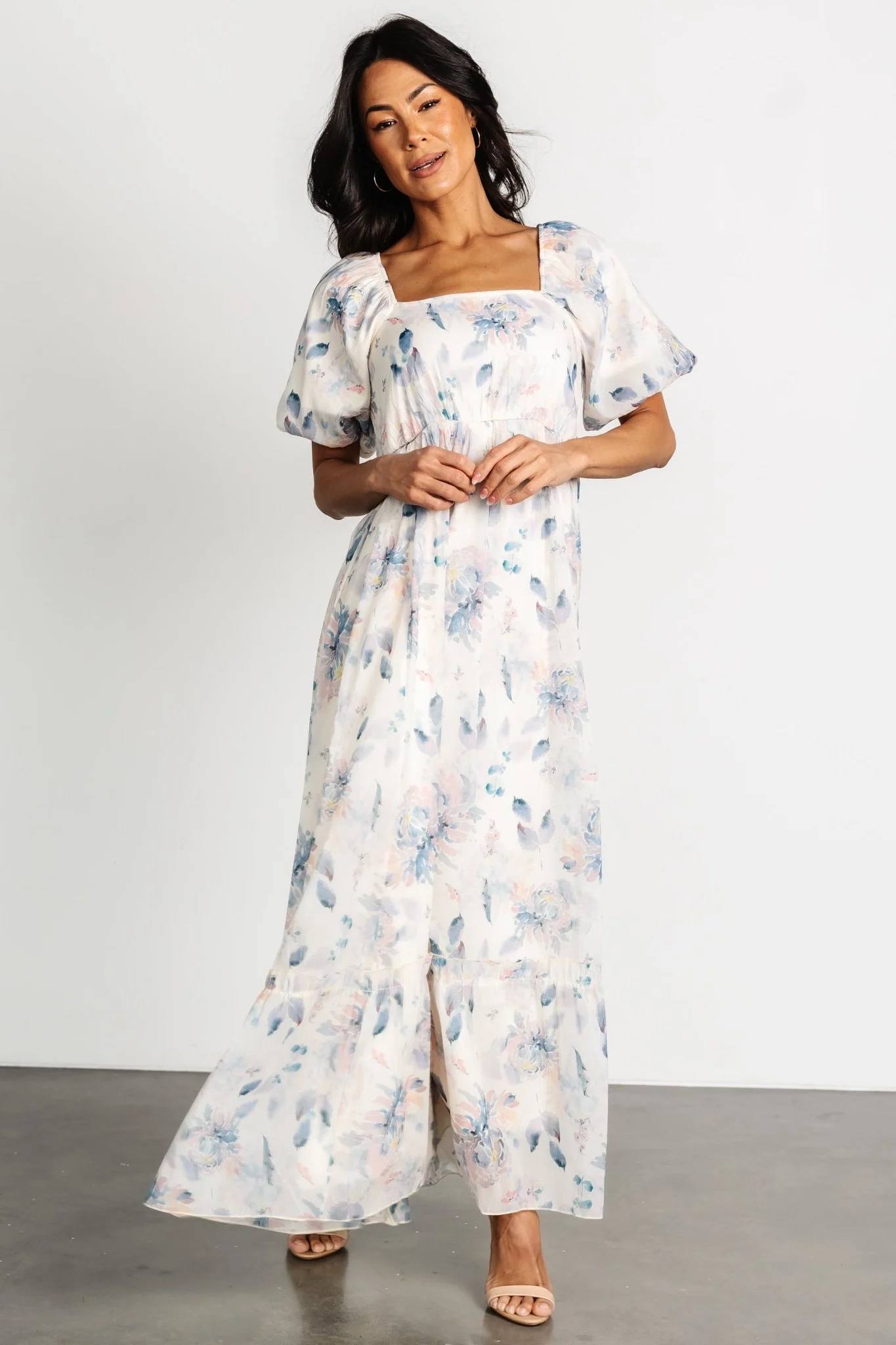 Dalia Maxi Dress | Cream + Blue Floral