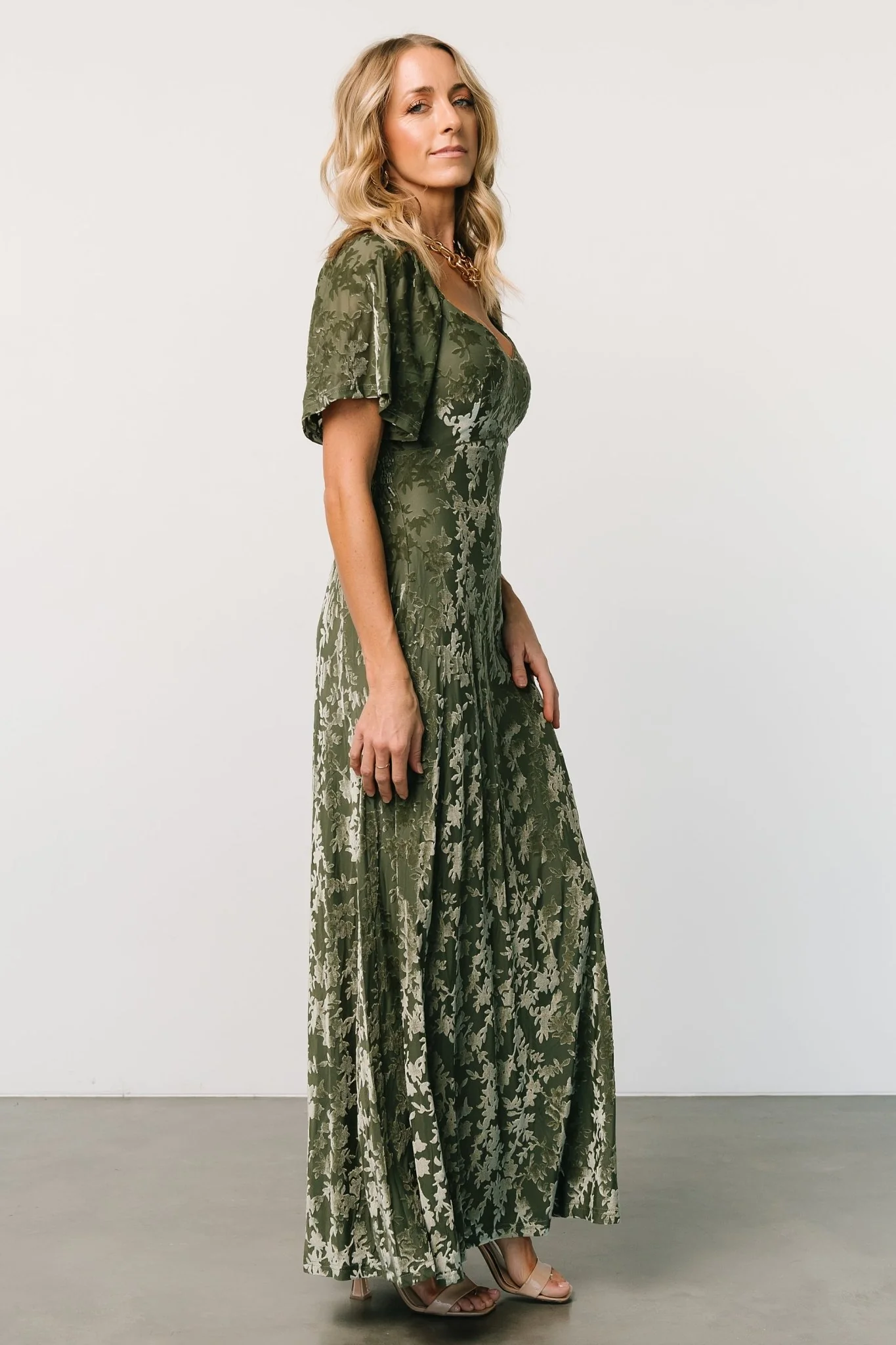 Everley Velvet Maxi Dress | Dark Sage