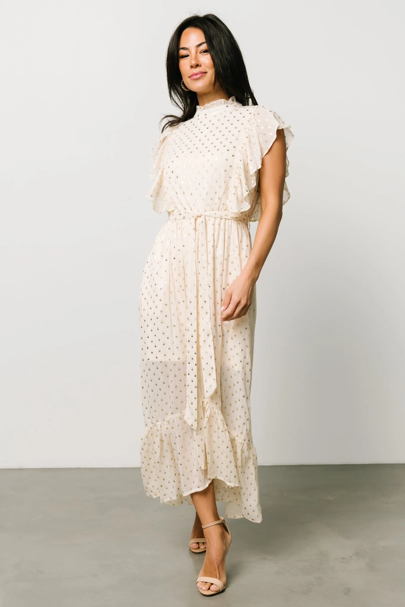 Jerika Midi Dress | Natural + Gold