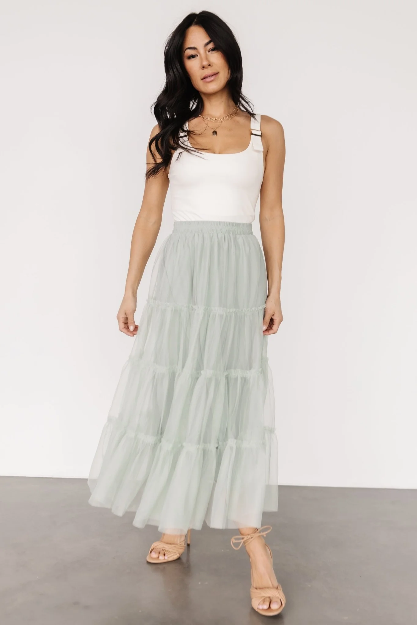 Galena Tulle Skirt | Light Sage