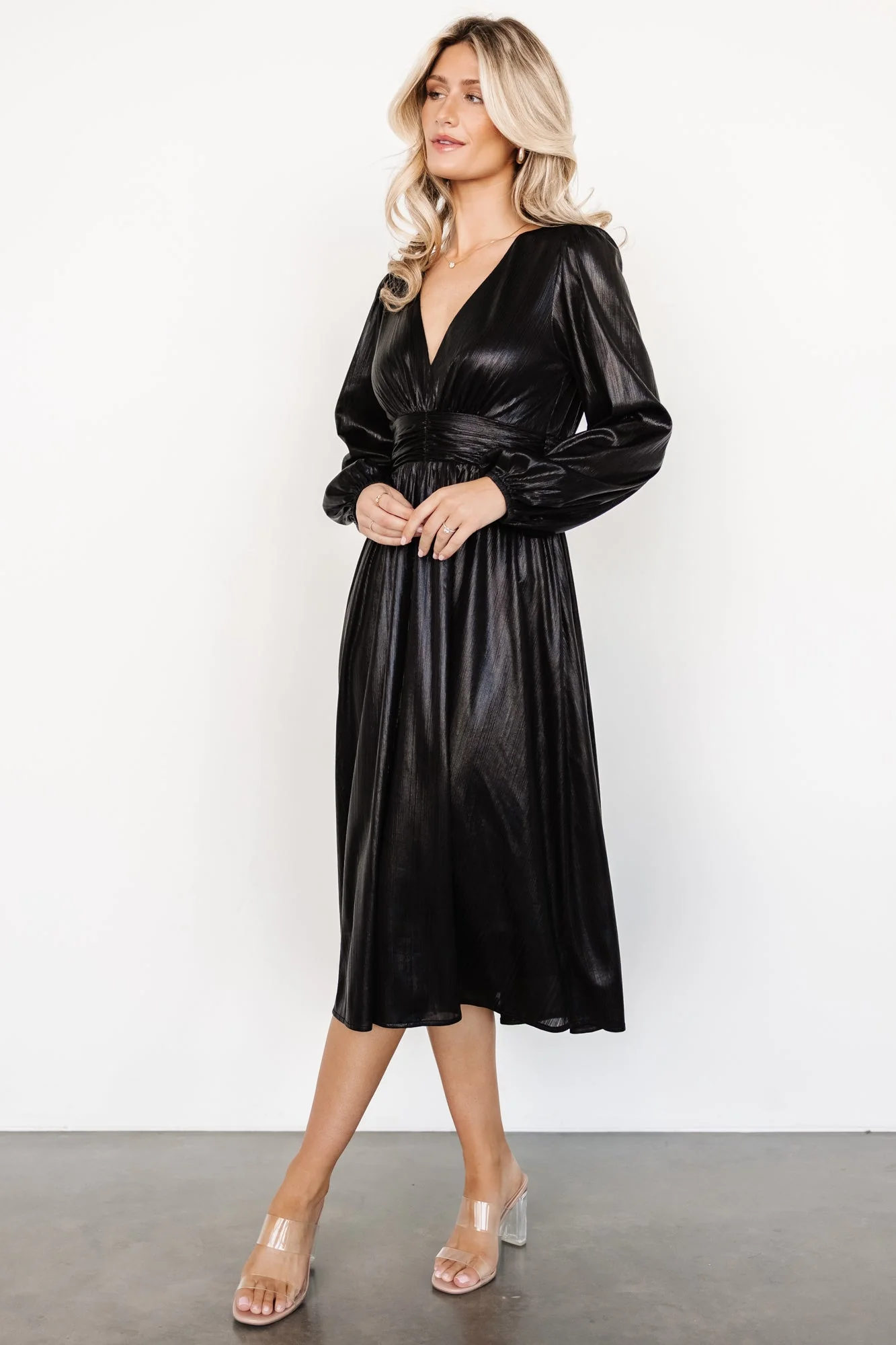Aisha Shimmer Dress | Black